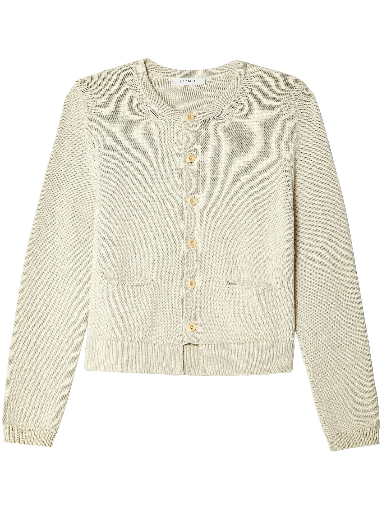 round-neck cotton cardigan