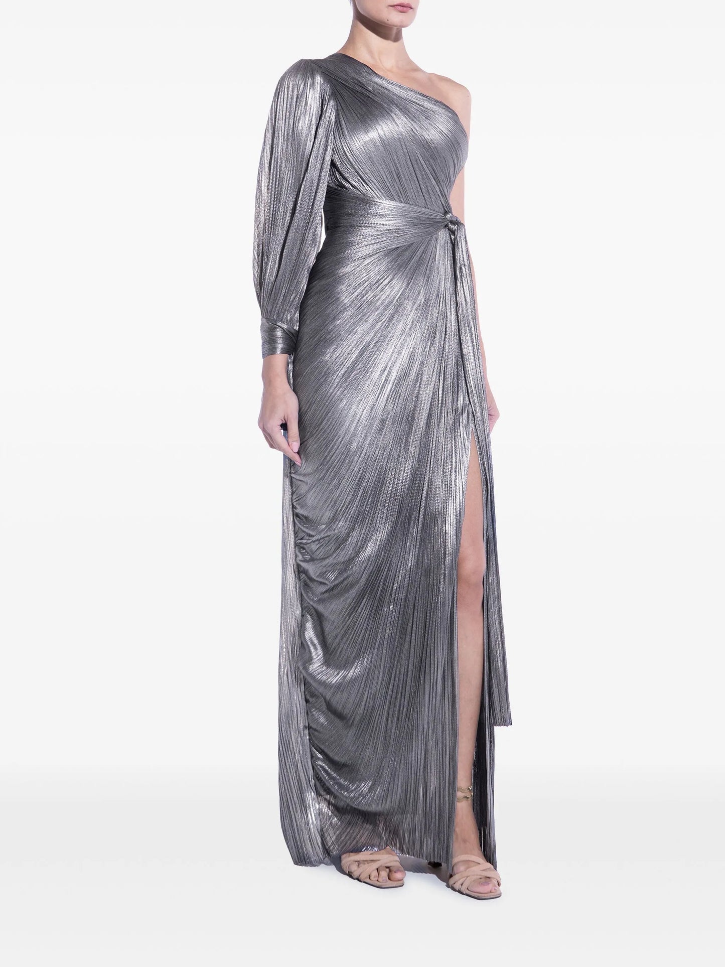 Palmer one-shoulder silk gown