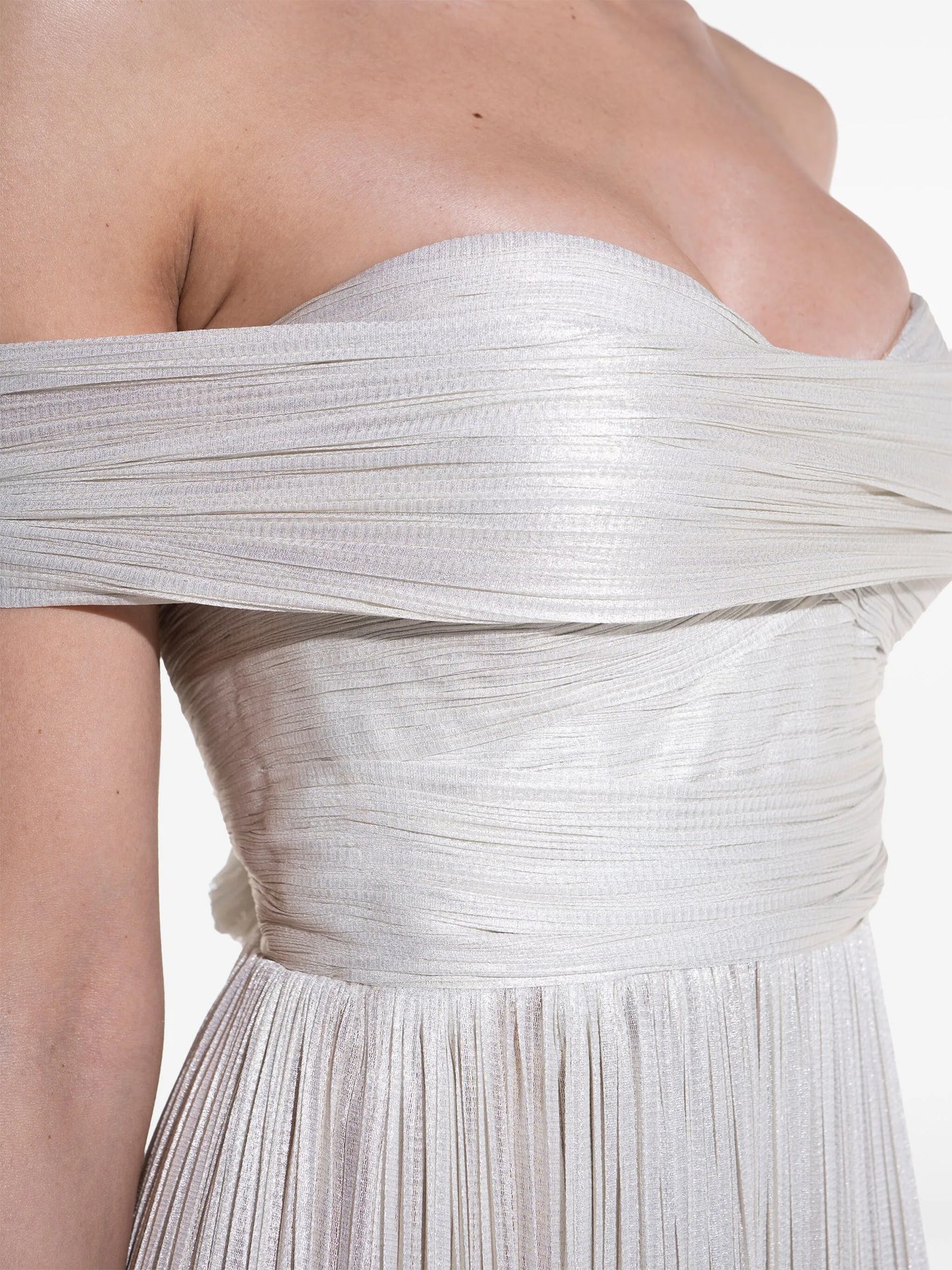 Theia pleated gown