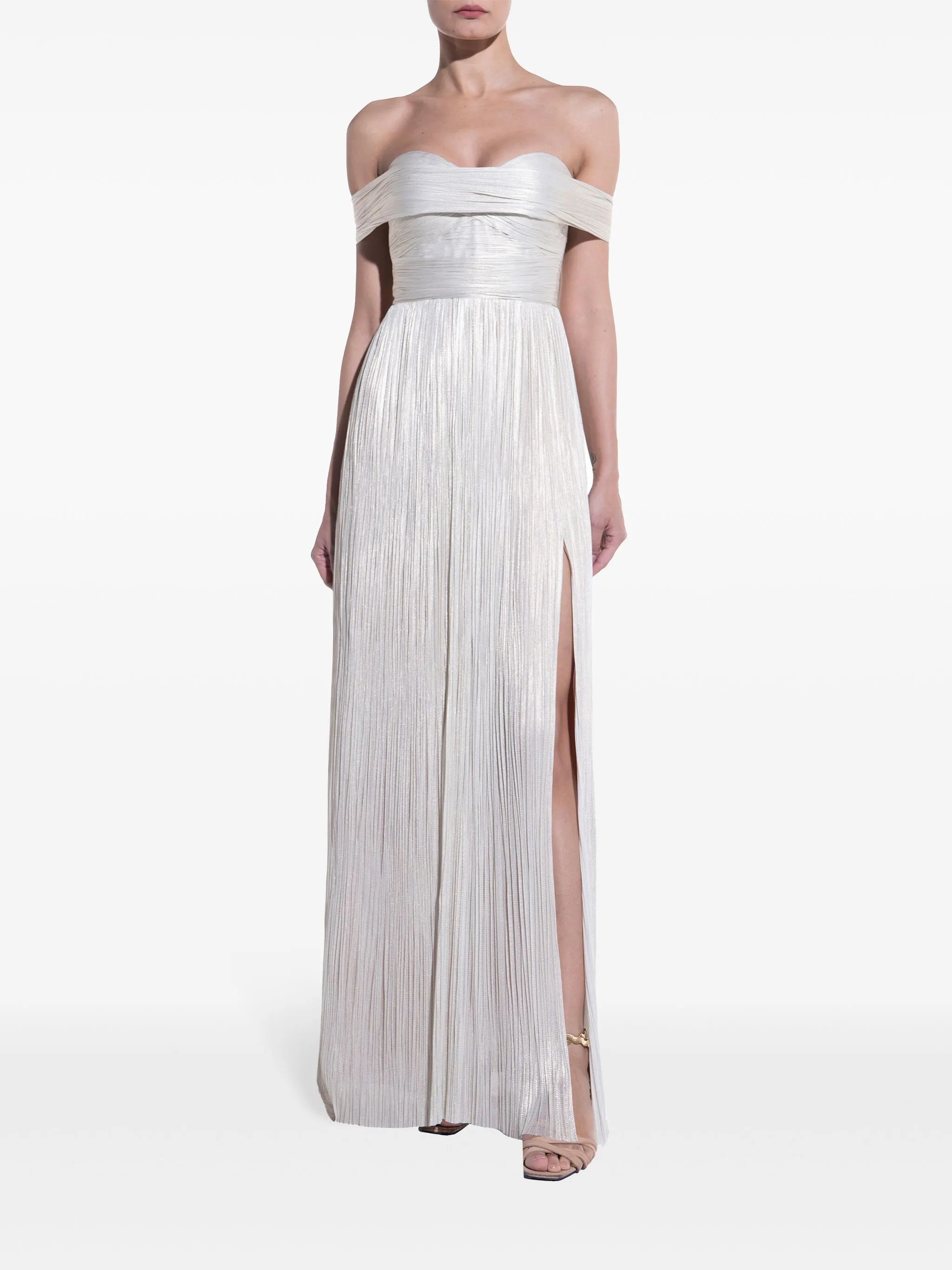 Theia pleated gown