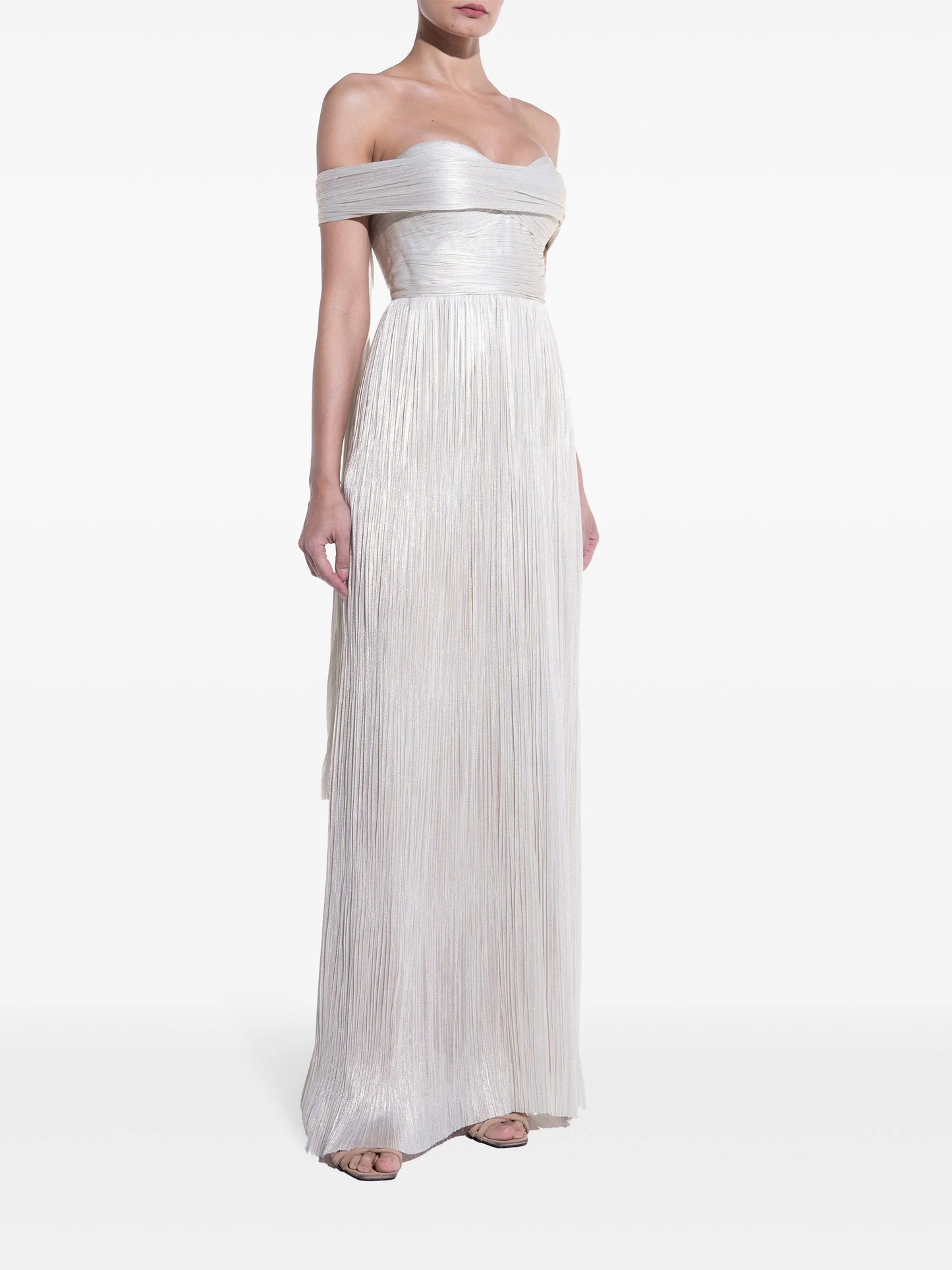 Theia pleated gown