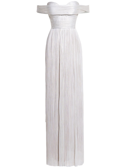 Theia pleated gown