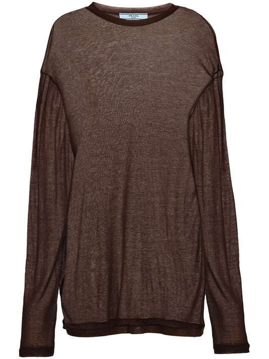 semi-sheer chambray T-shirt