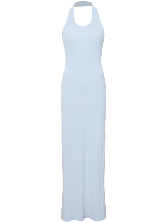 ribbed-knit halterneck dress