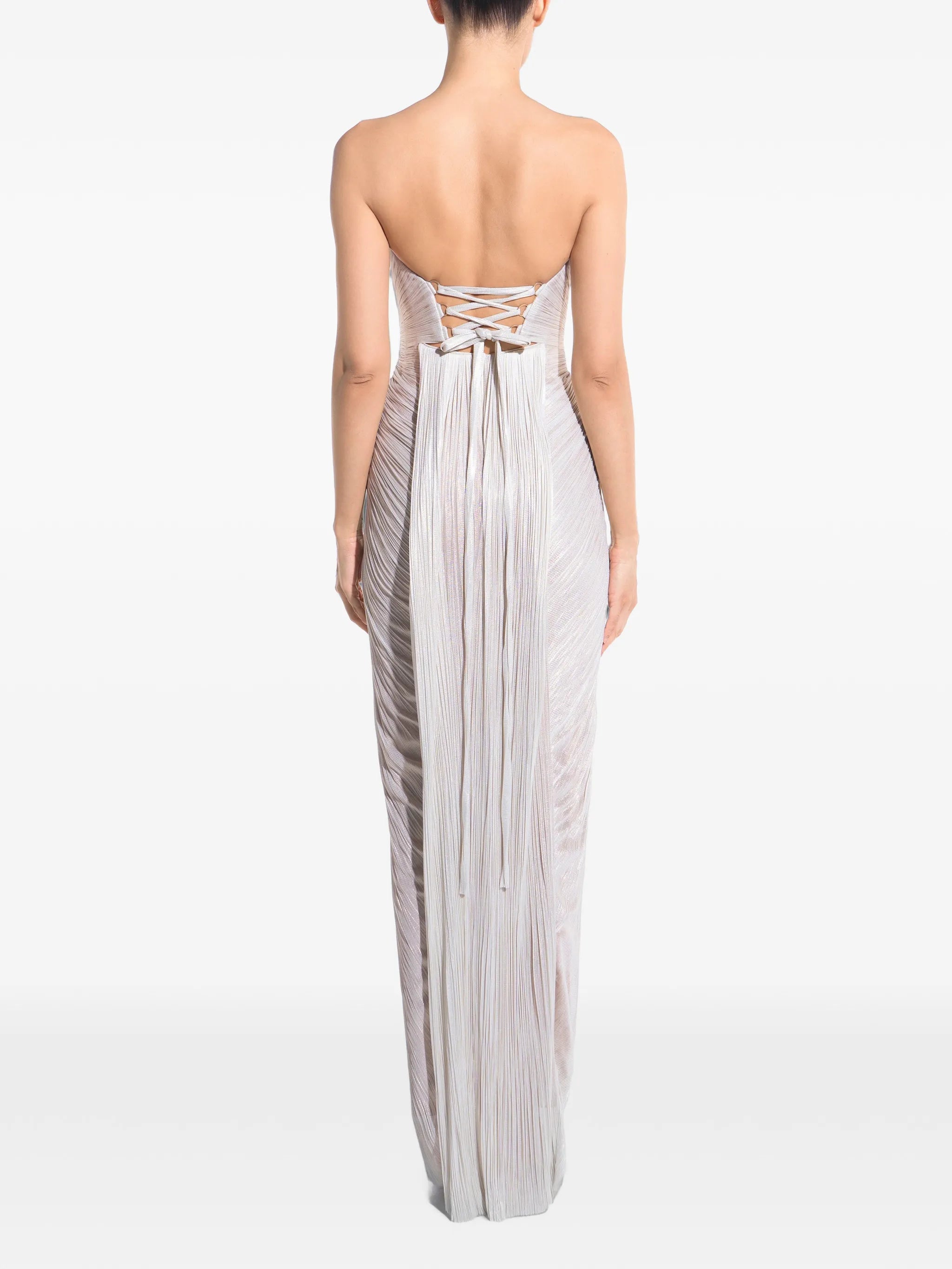 maxi Jasleen strapeless pleated gown
