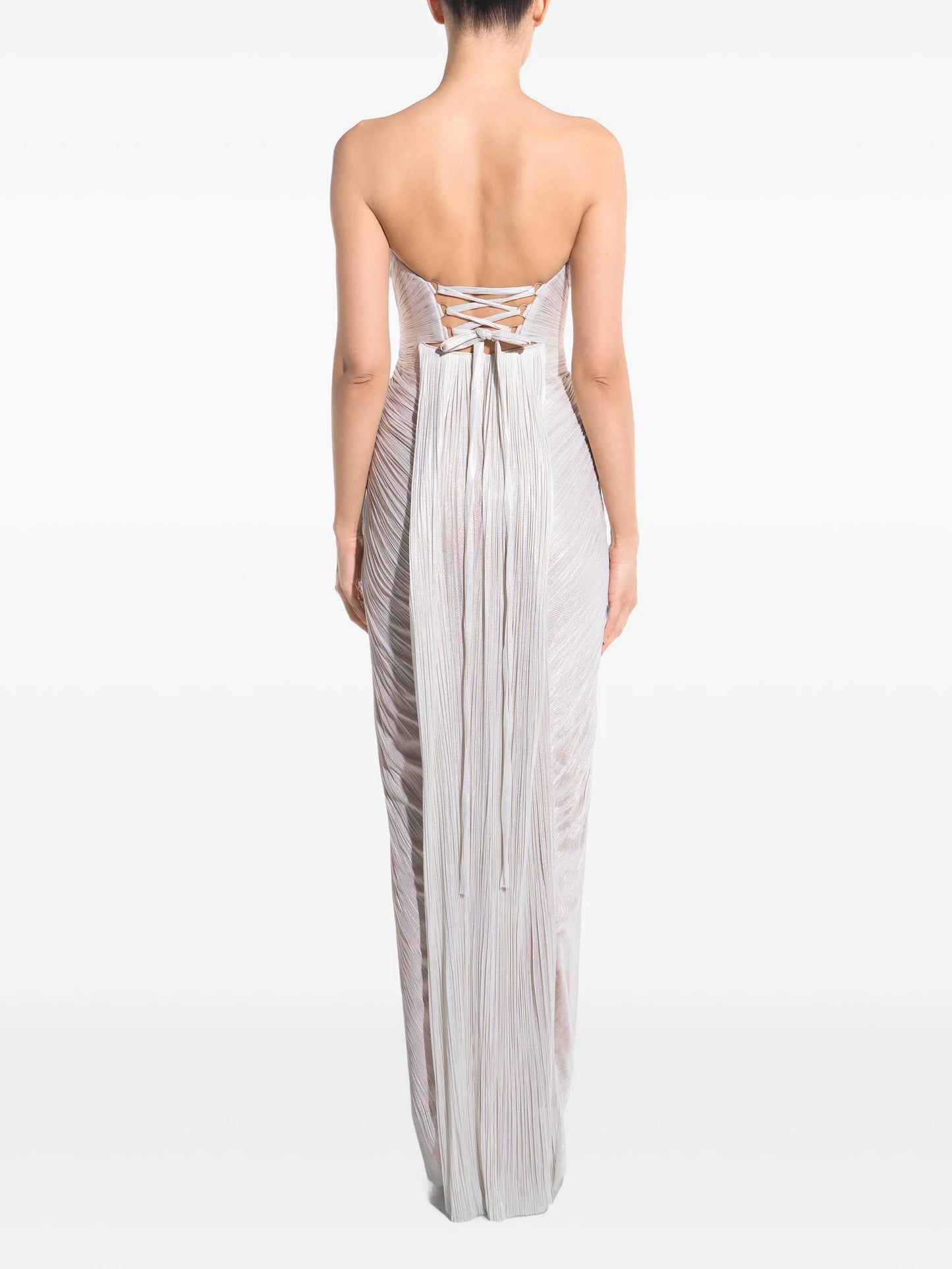 maxi Jasleen strapeless pleated gown