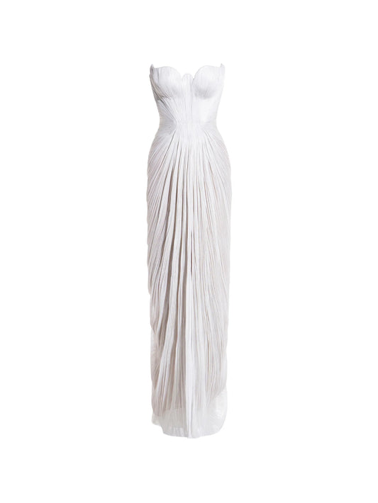 maxi Jasleen strapeless pleated gown