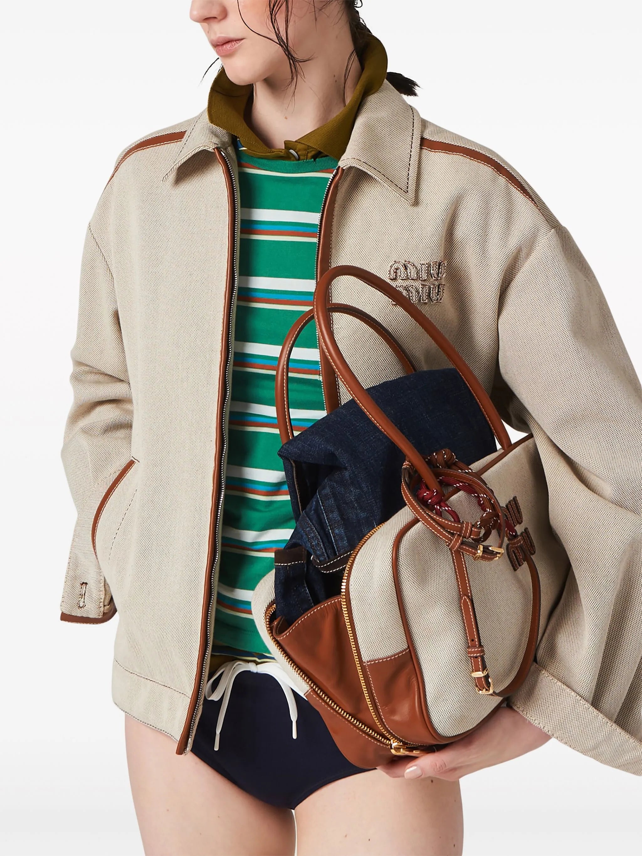 jacquard canvas blouson jacket