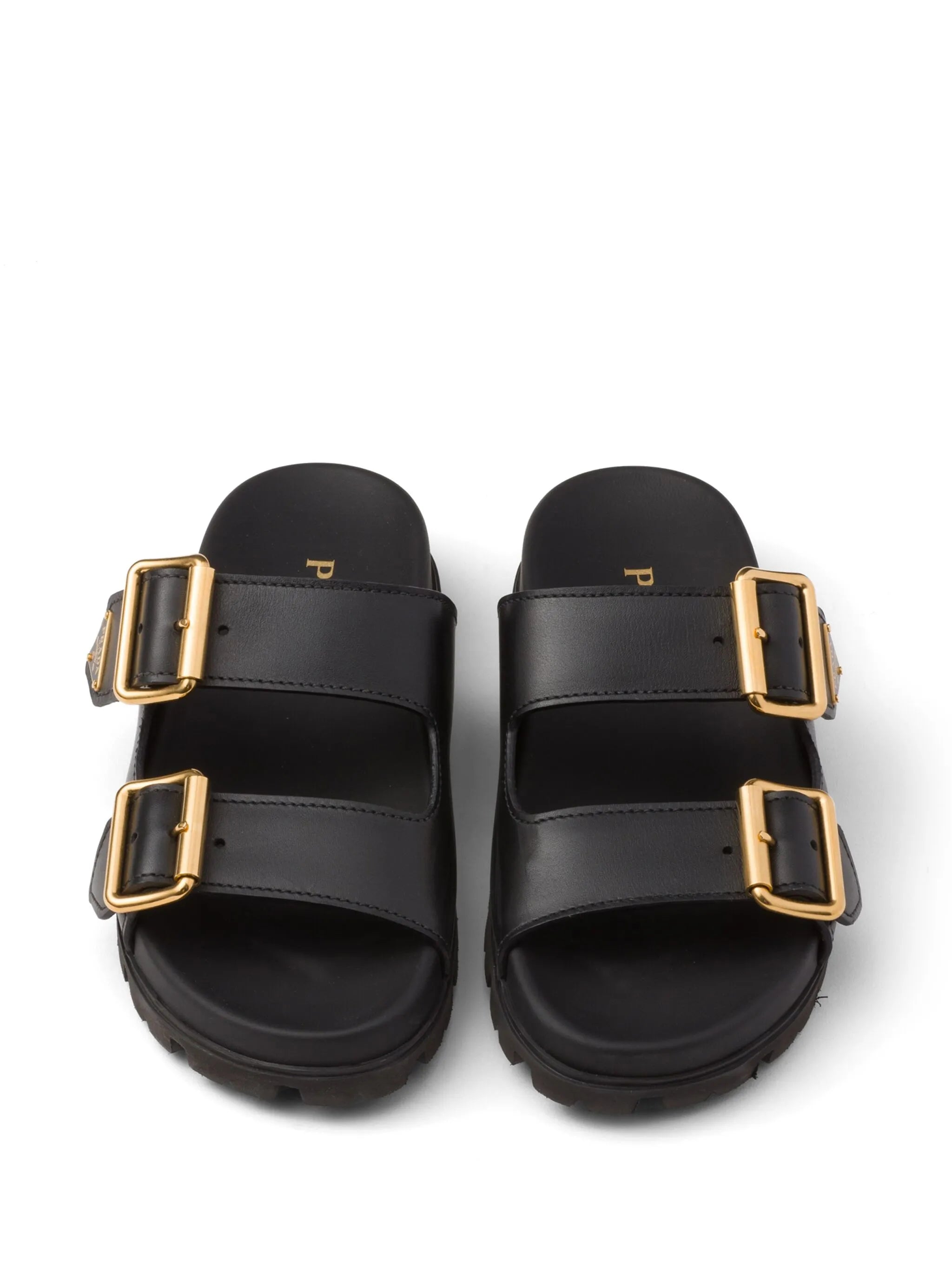 triangle-logo leather slides