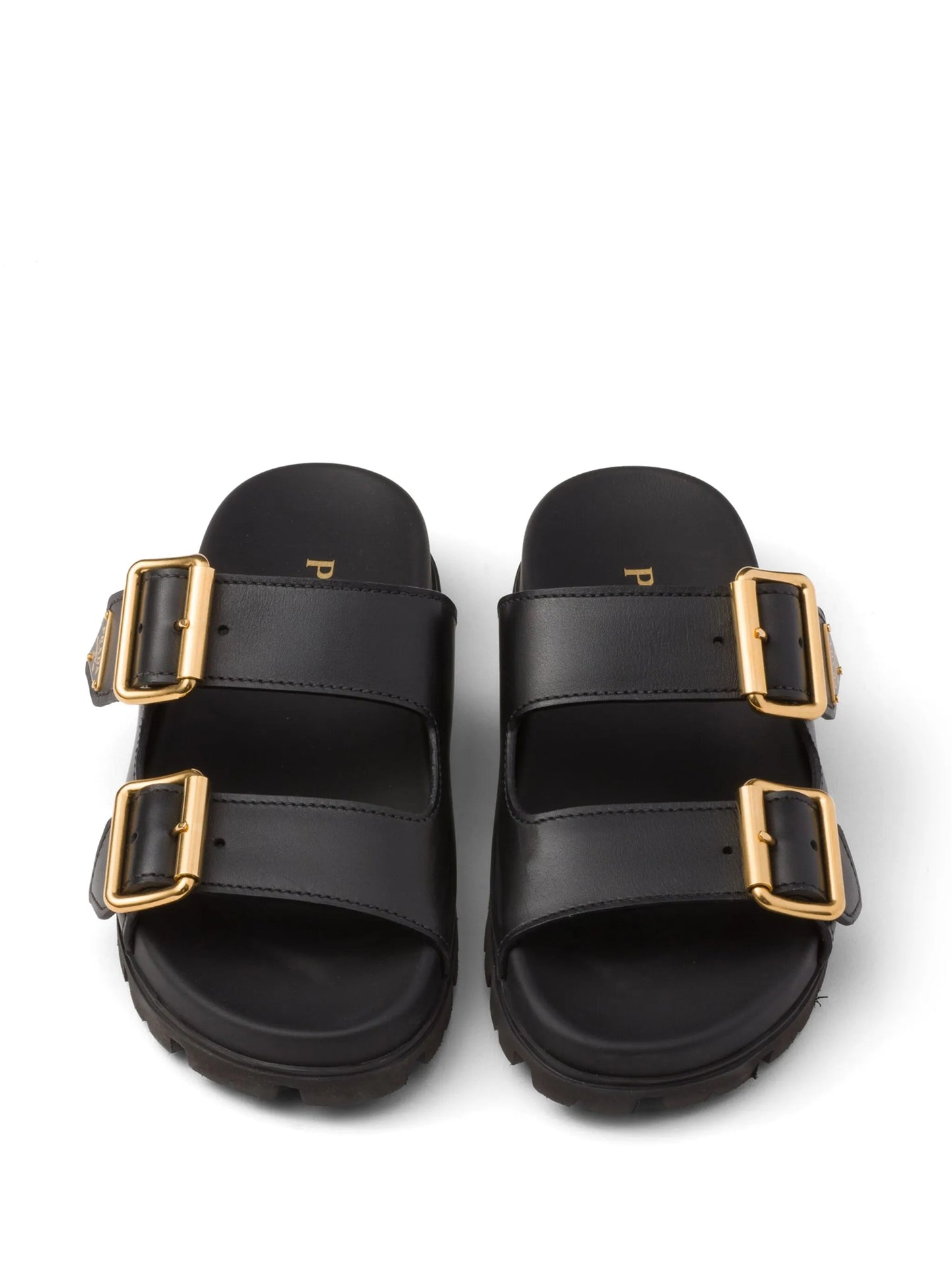 triangle-logo leather slides