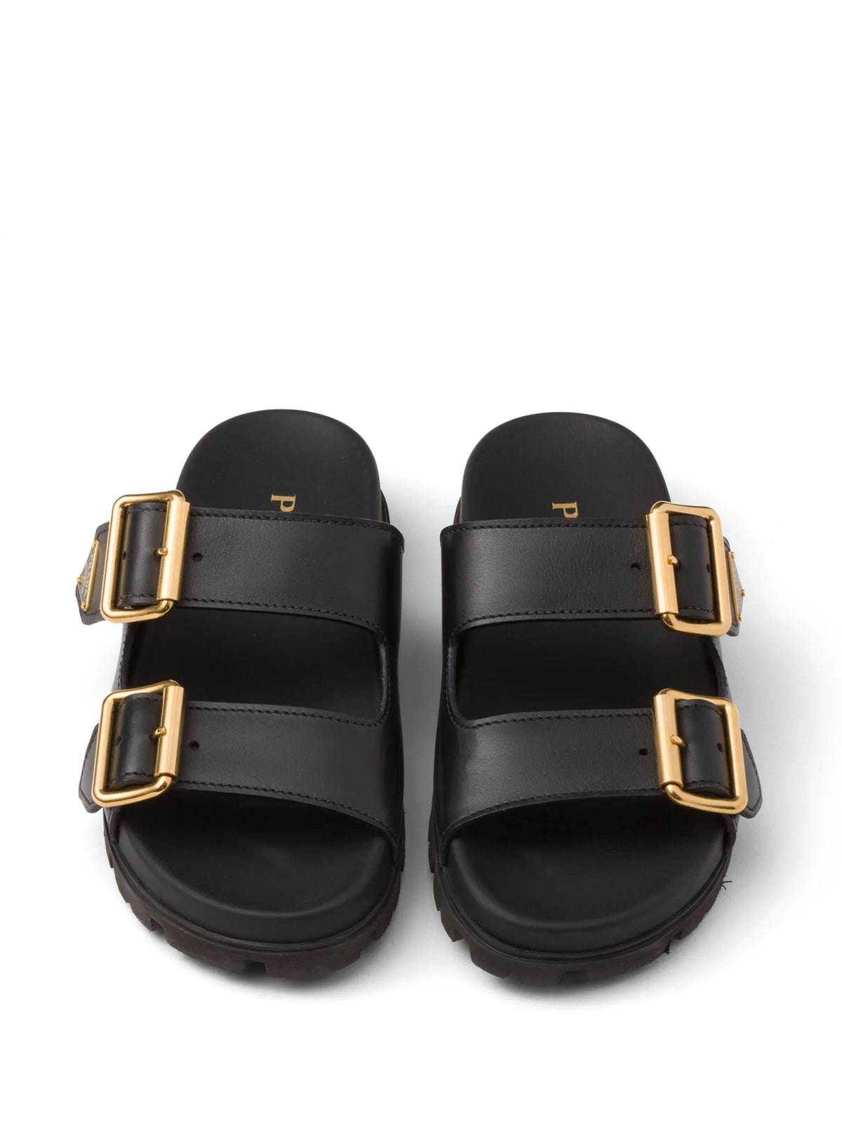 triangle-logo leather slides
