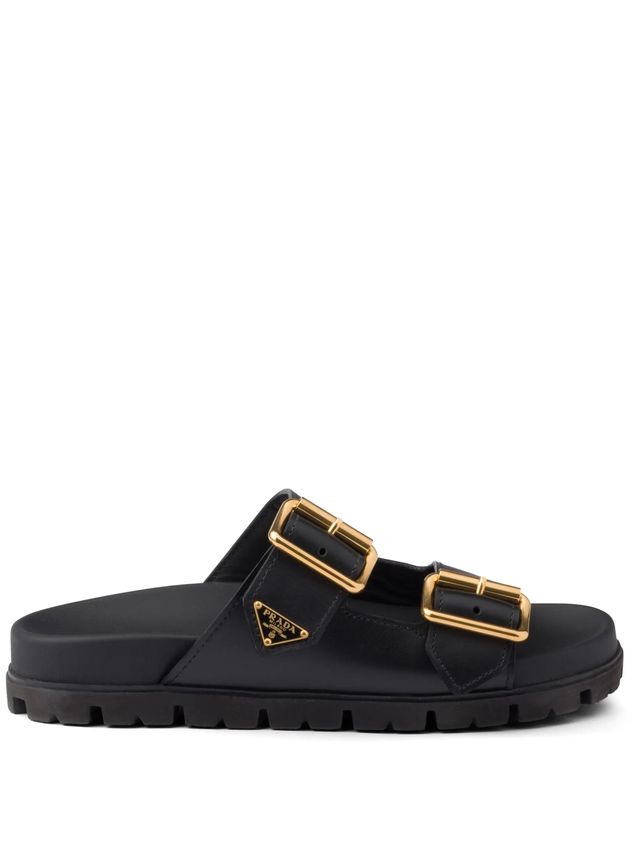 triangle-logo leather slides