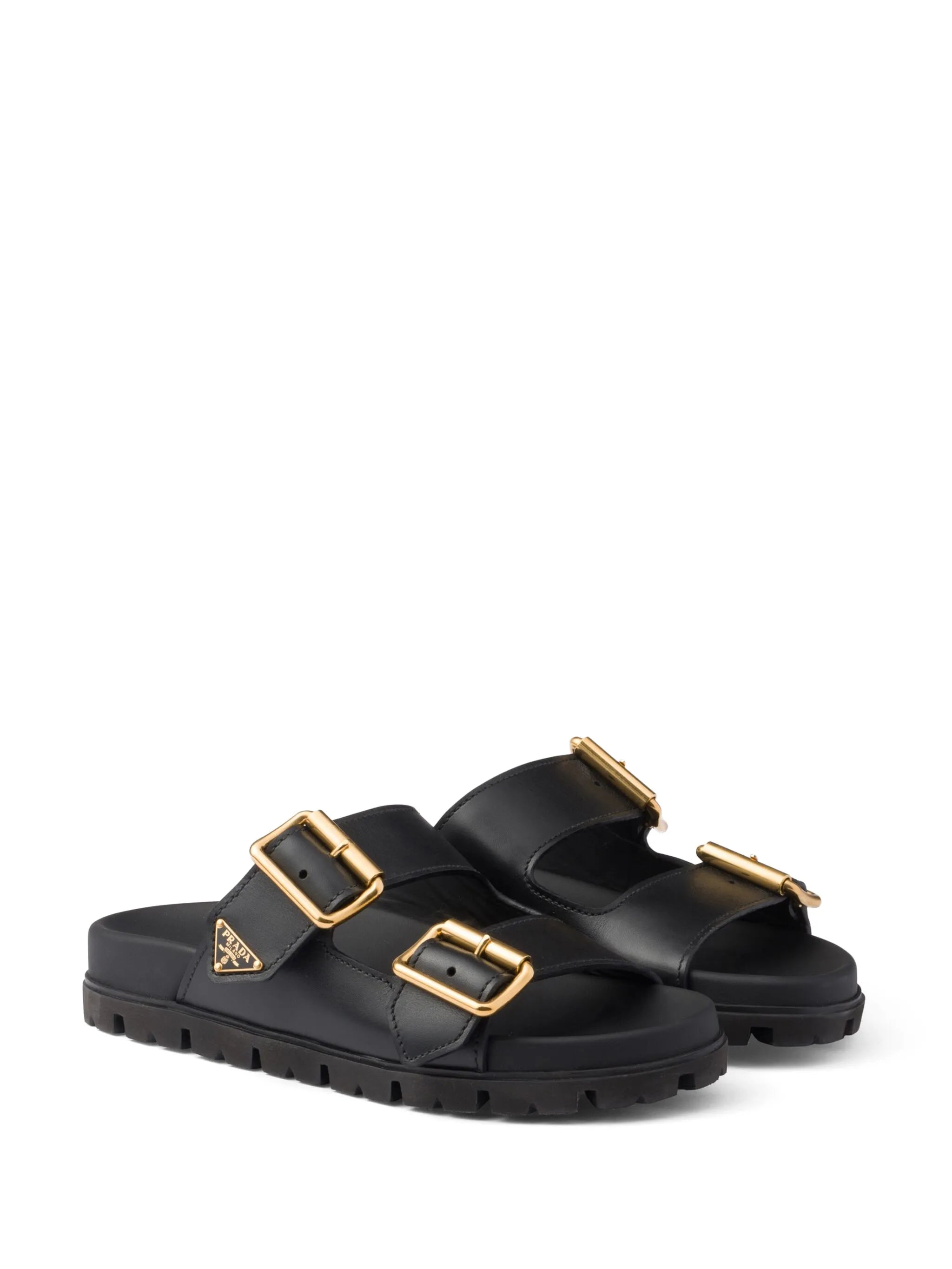 triangle-logo leather slides