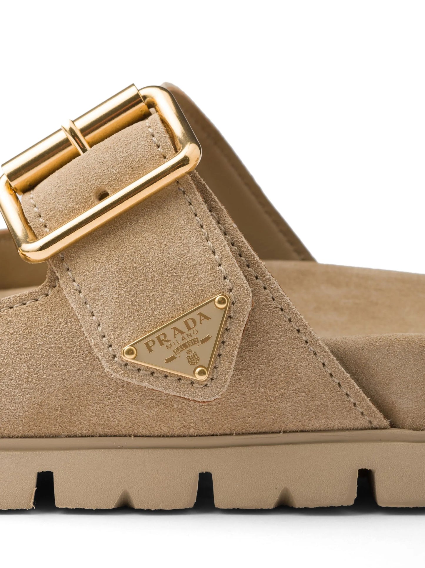 triangle-logo suede slides
