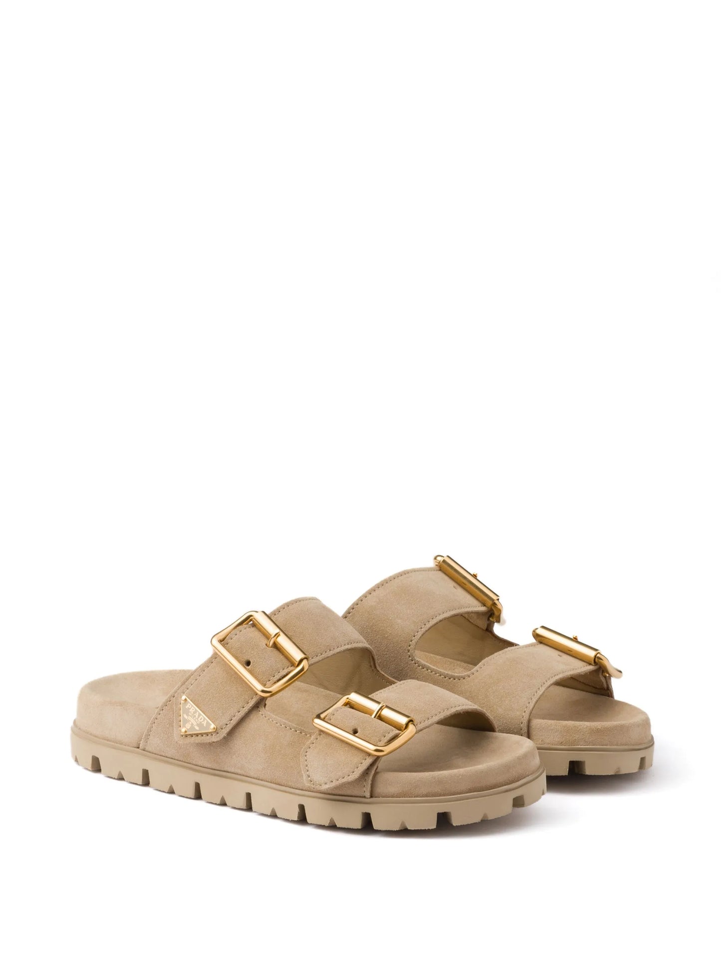 triangle-logo suede slides