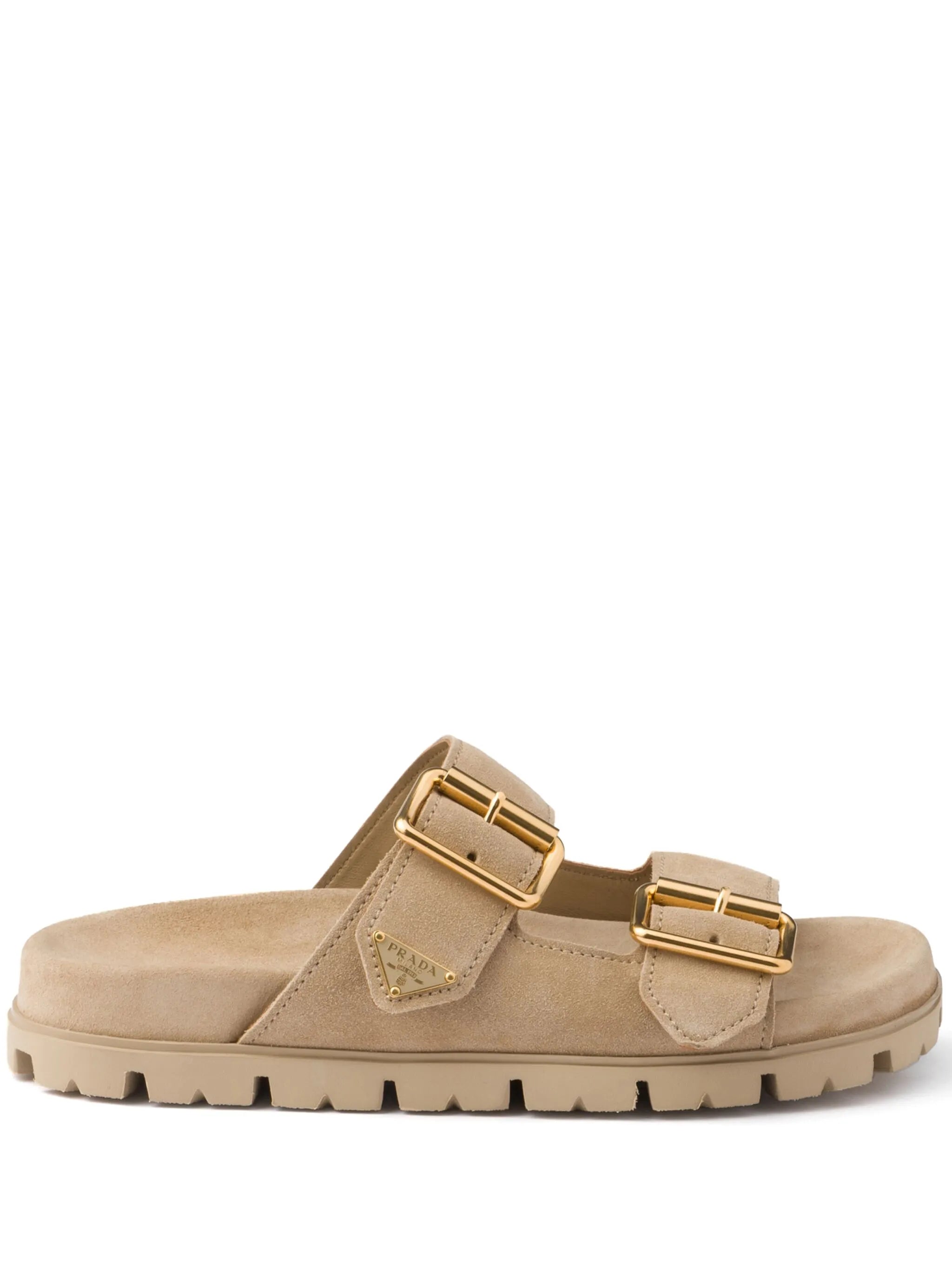 triangle-logo suede slides