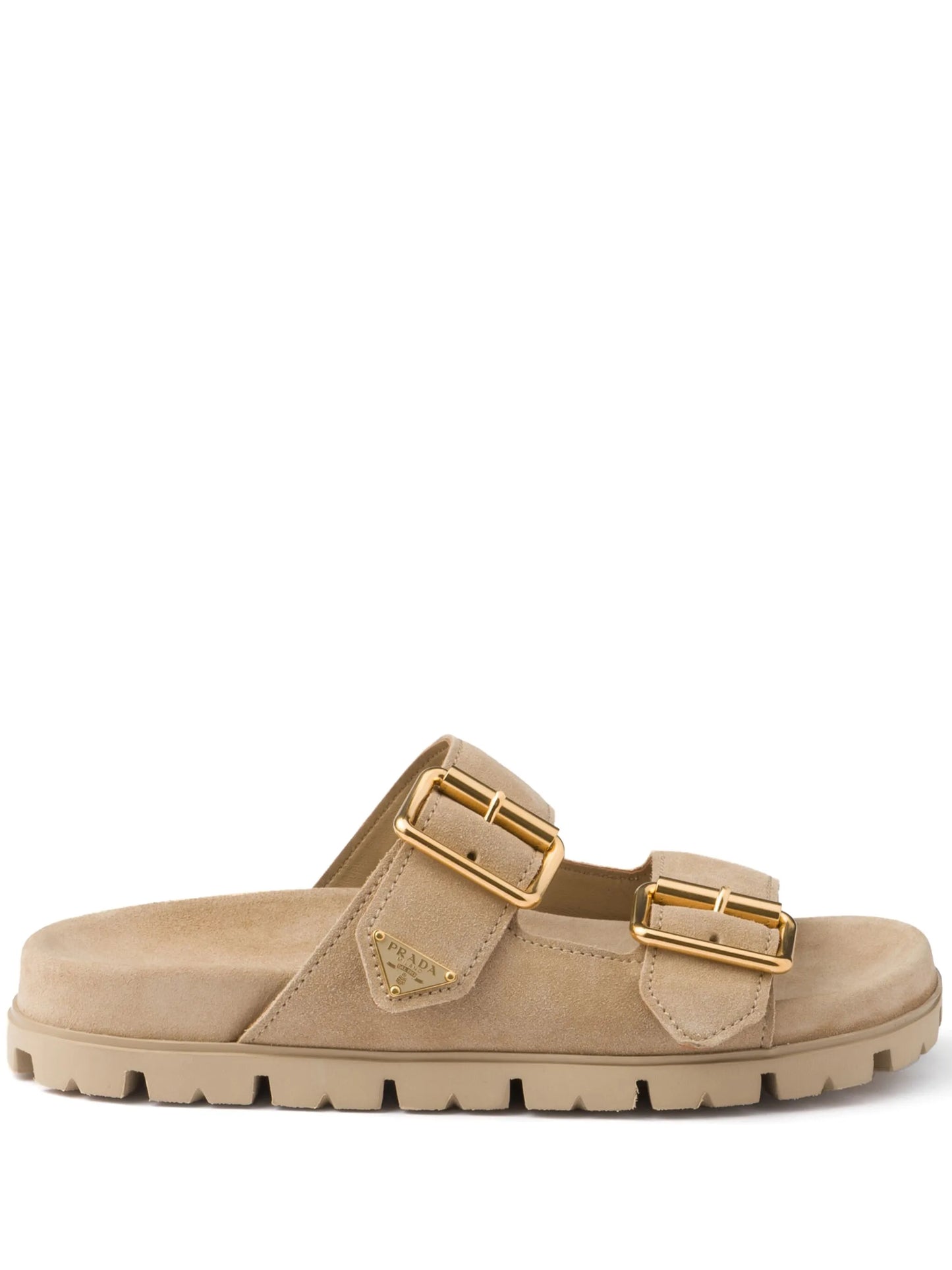 triangle-logo suede slides