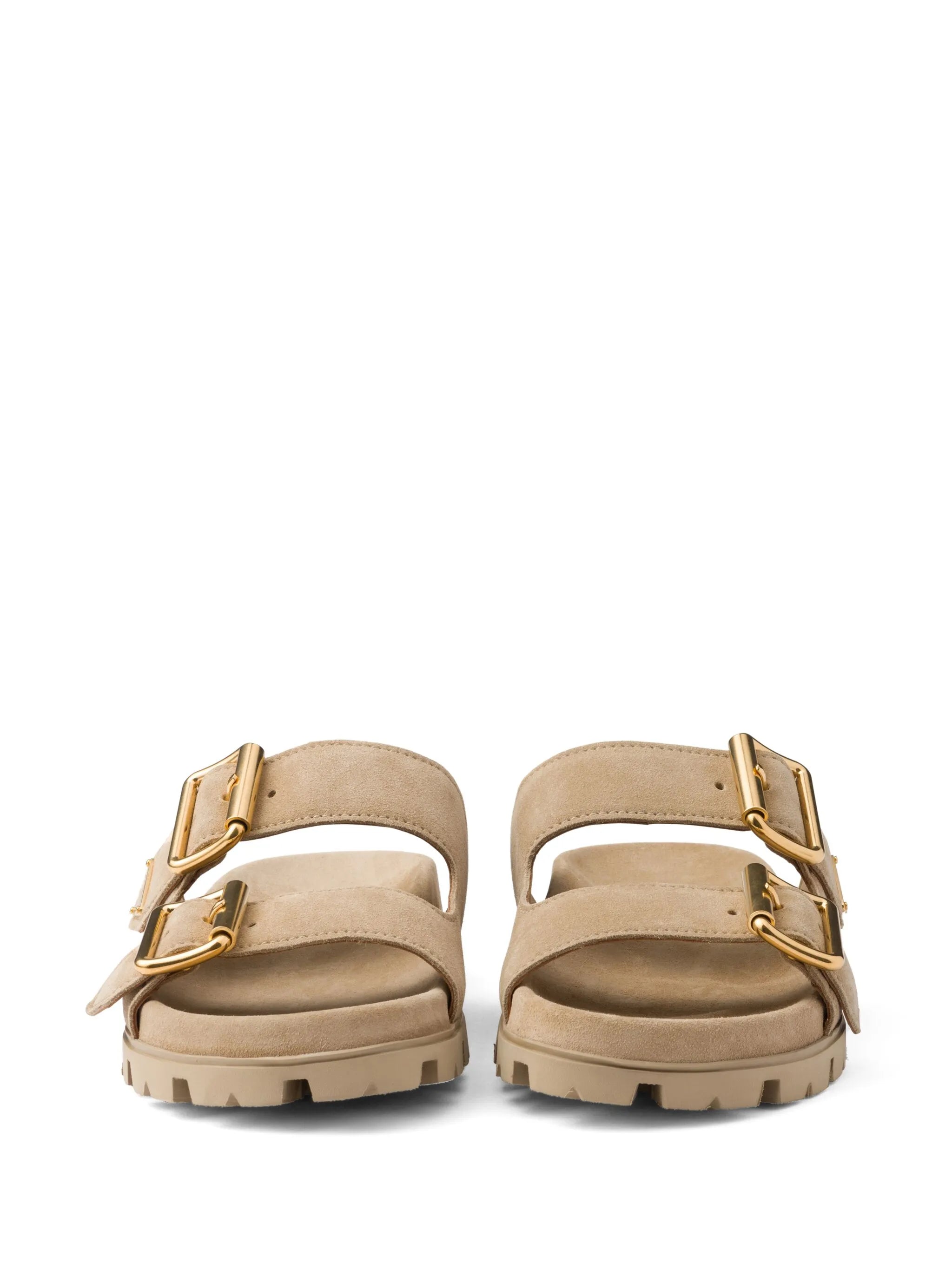 triangle-logo suede slides
