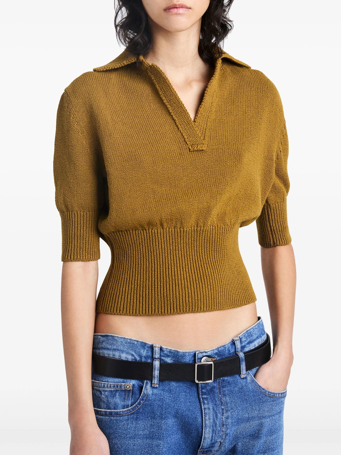 Reeve cotton-blend polo top