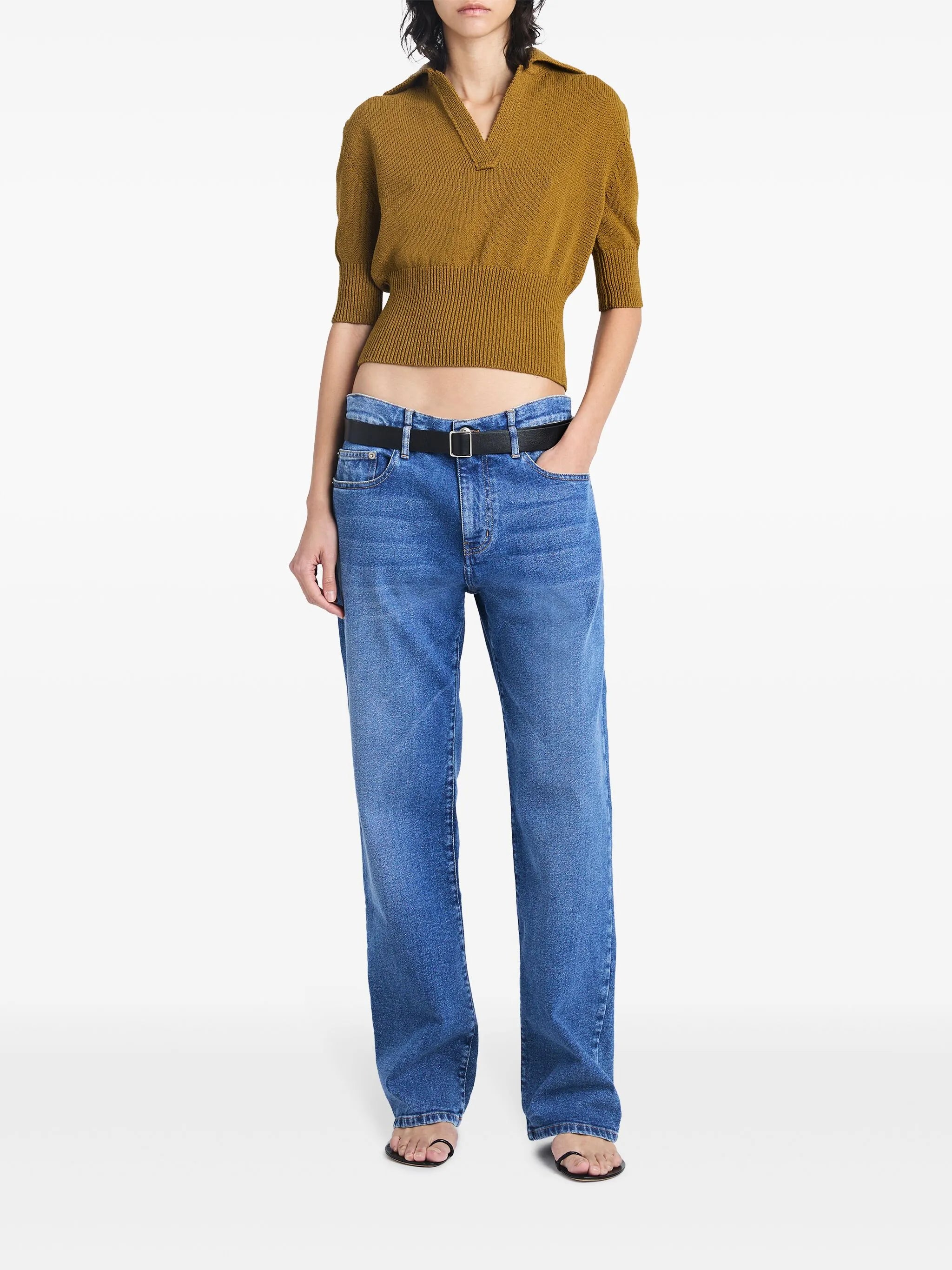 Reeve cotton-blend polo top