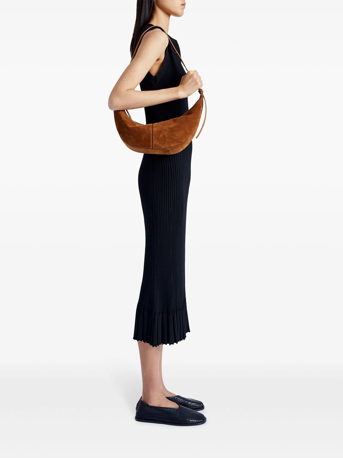 Slide suede shoulder bag