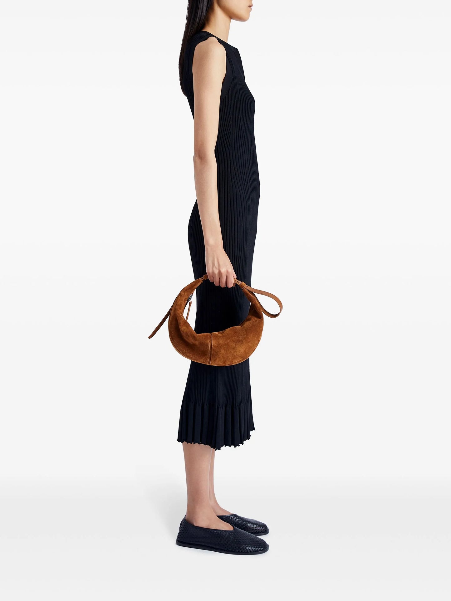 Slide suede shoulder bag