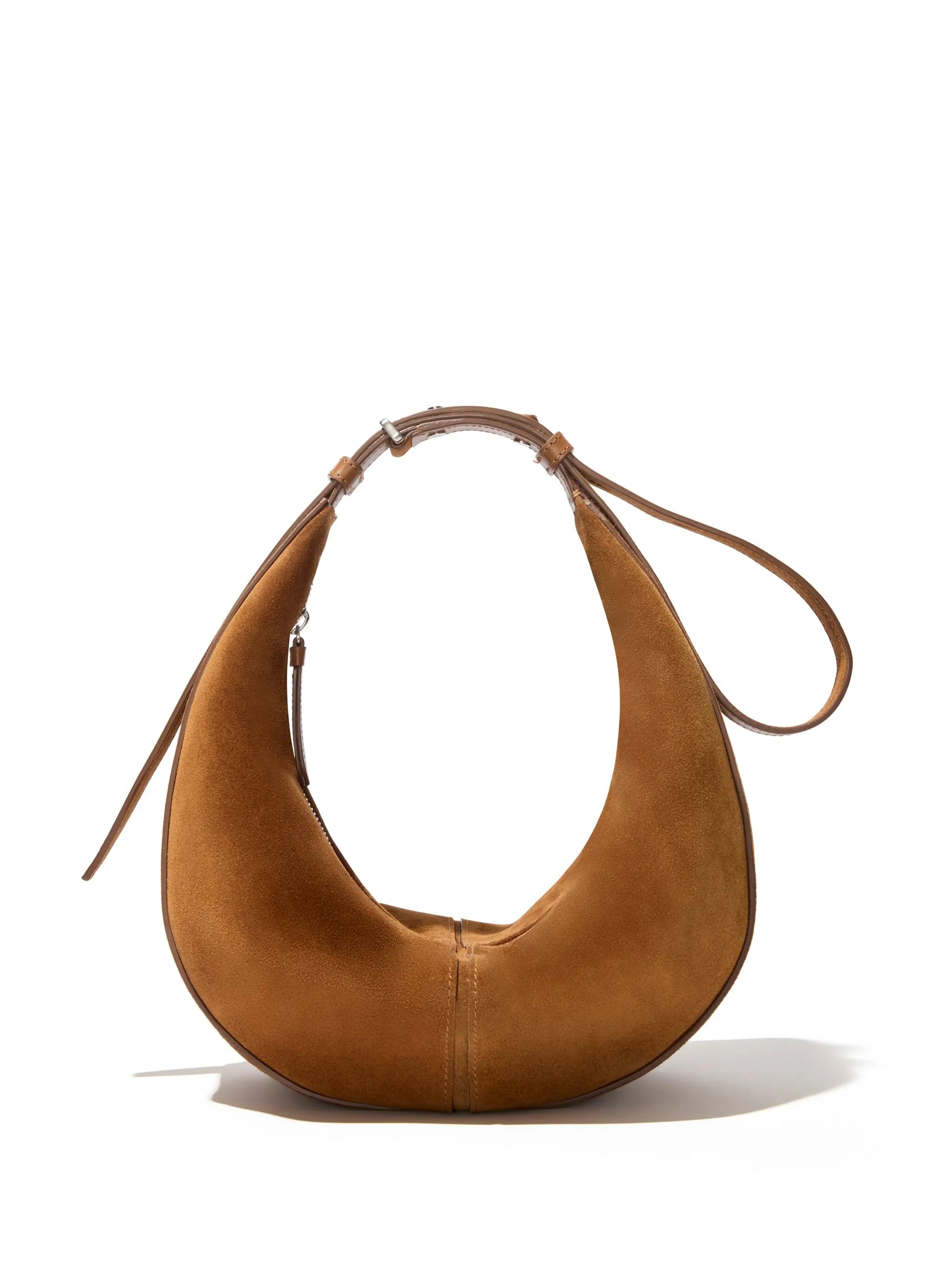 Slide suede shoulder bag