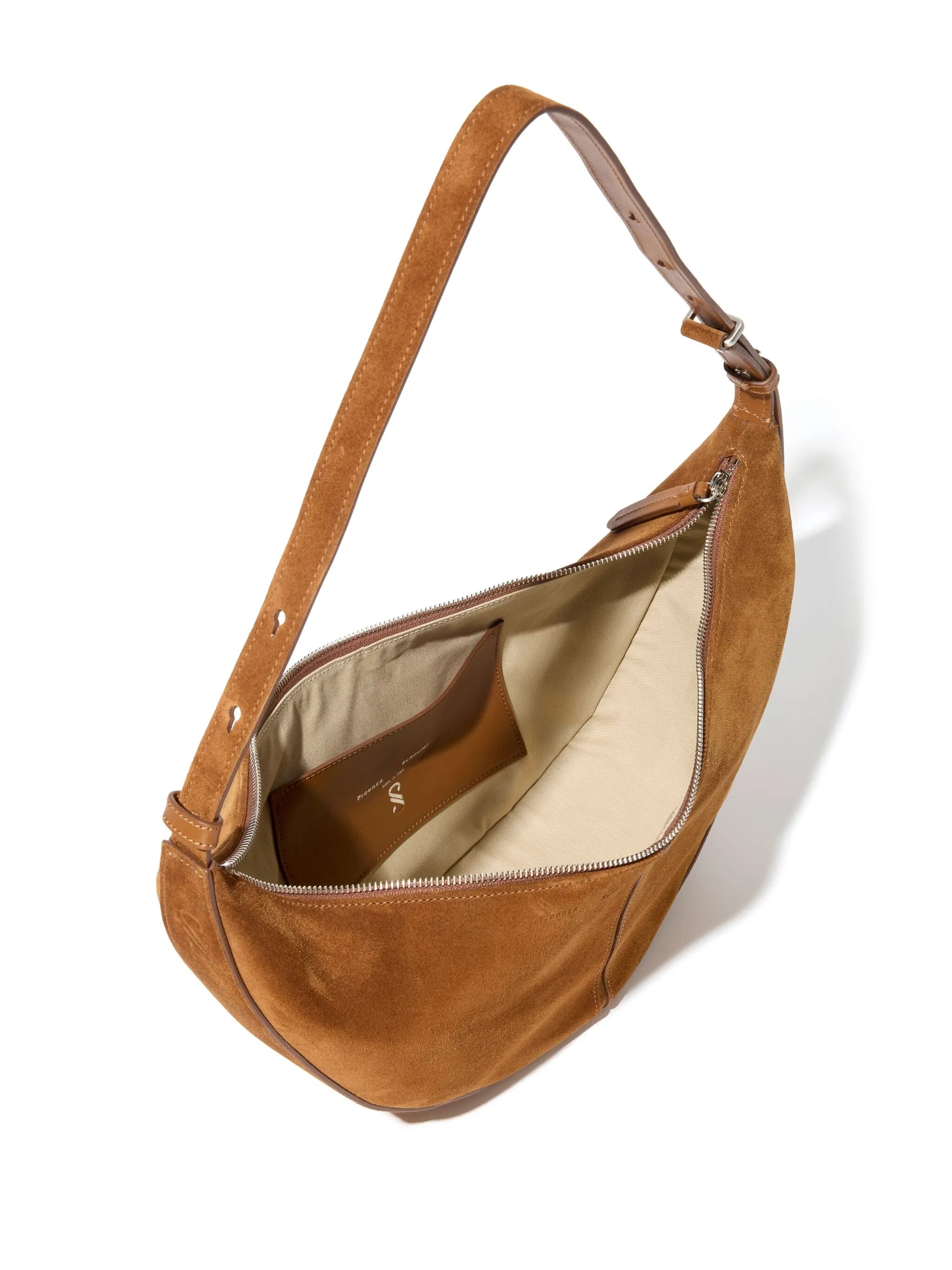 Slide suede shoulder bag