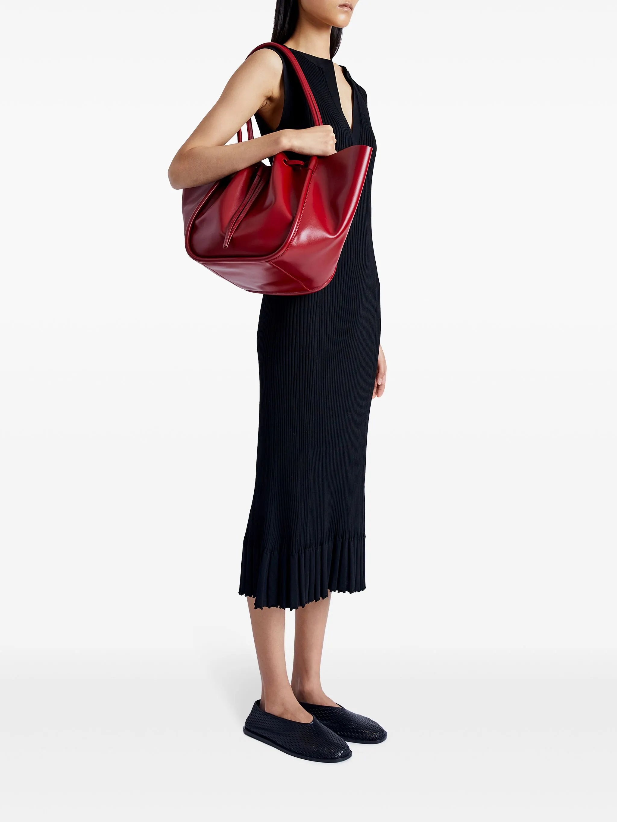 large ruched tote bag