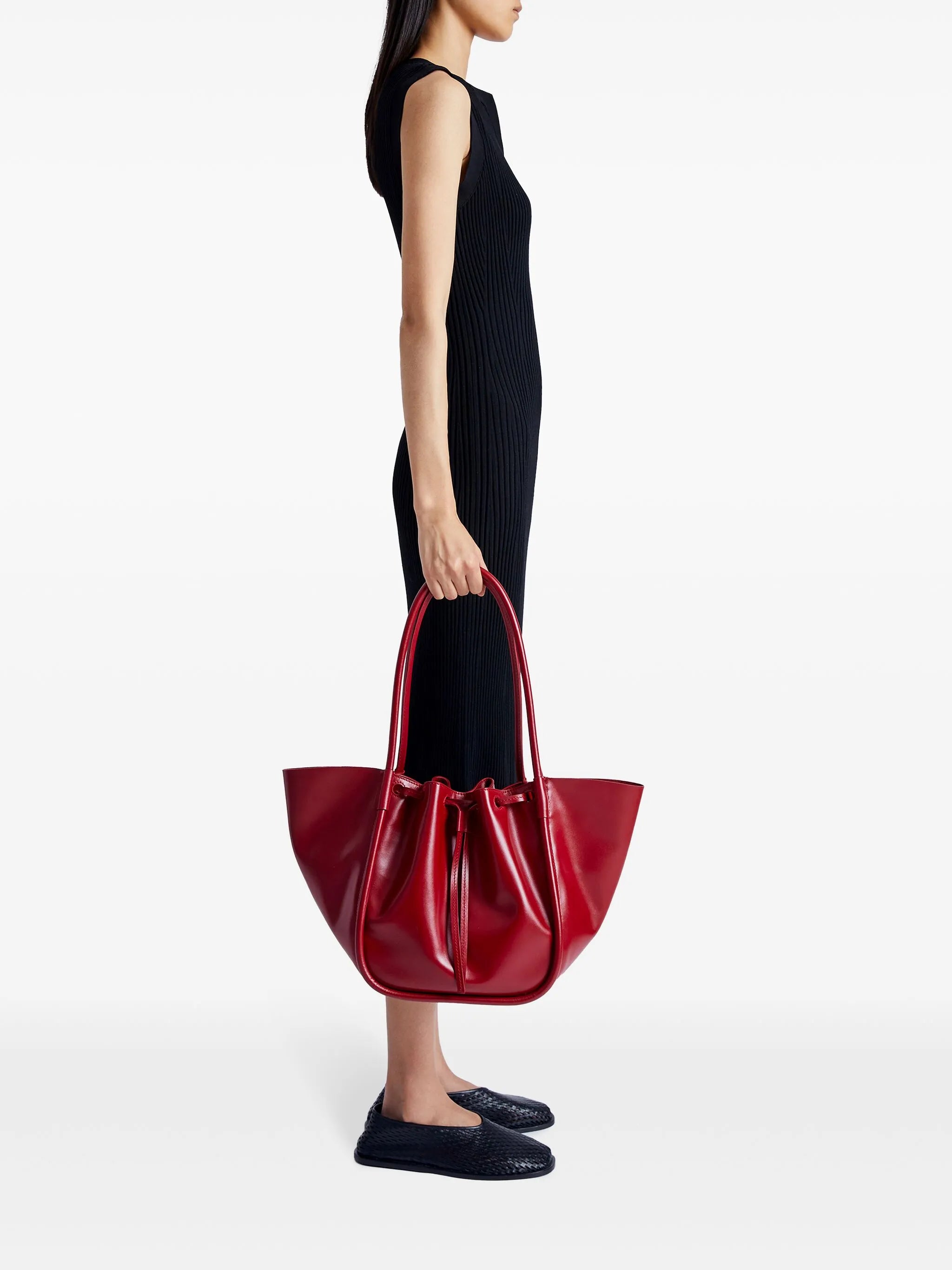 large ruched tote bag