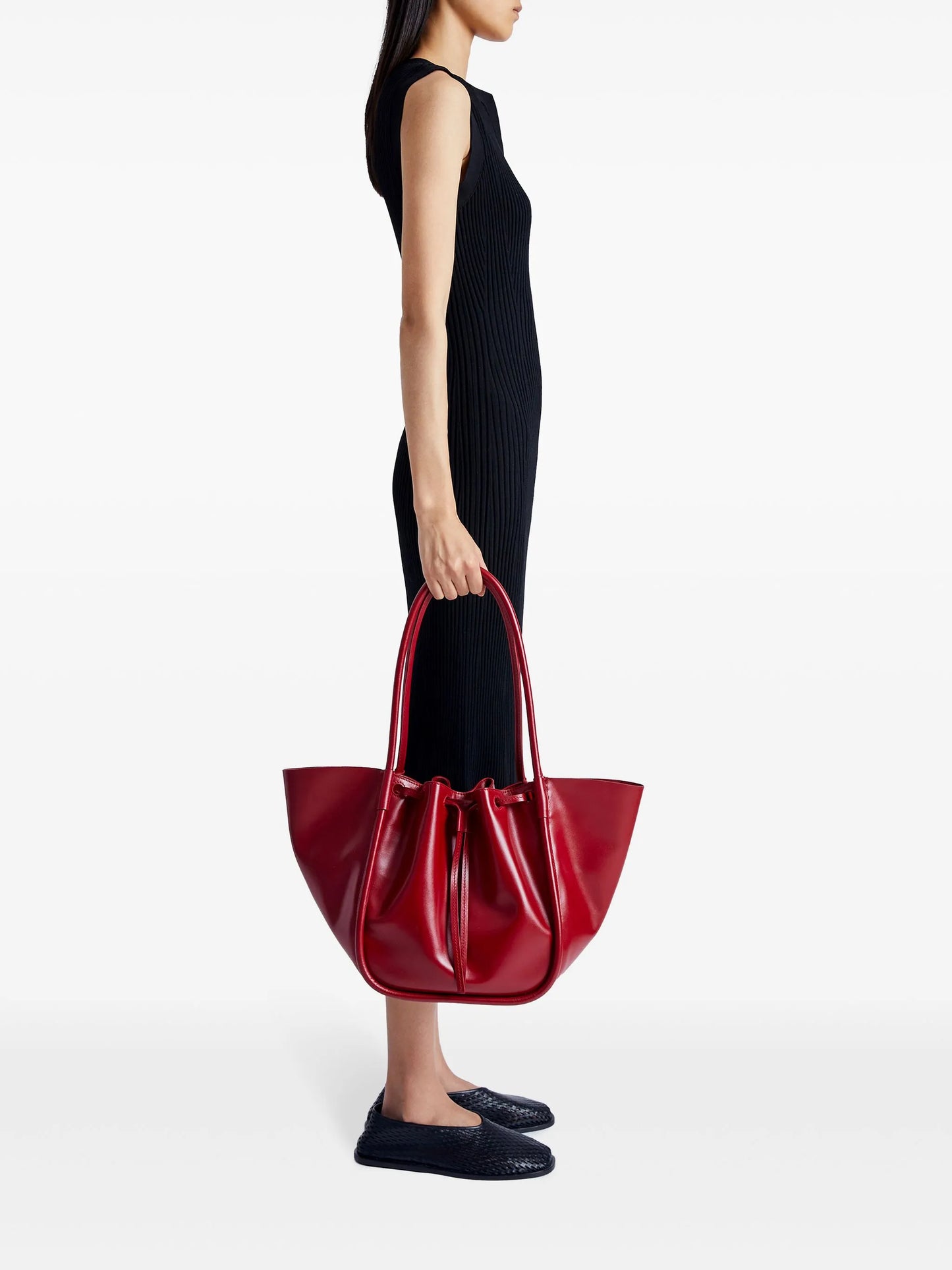 large ruched tote bag