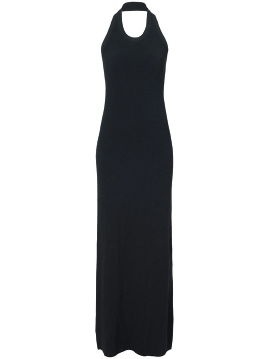 ribbed-knit halterneck dress