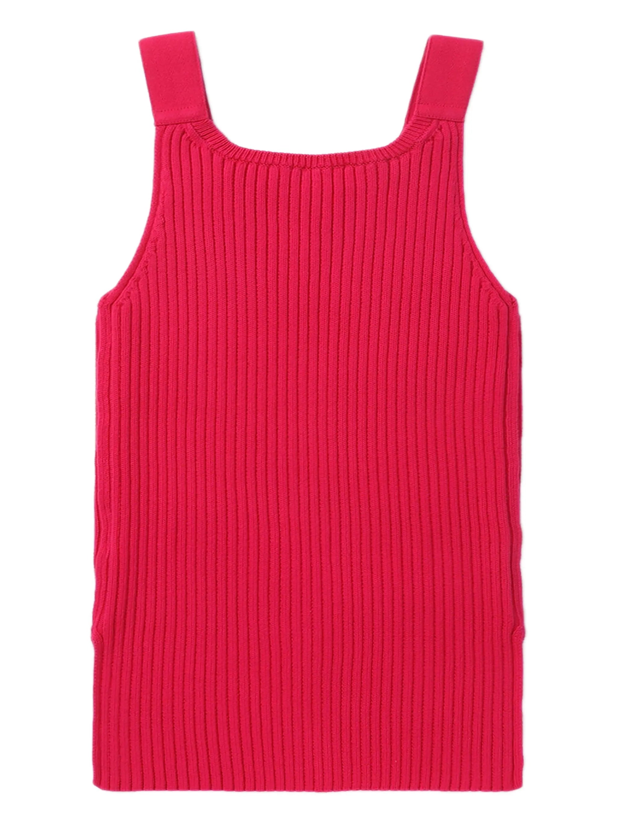 side-slit ribbed-knit tank top