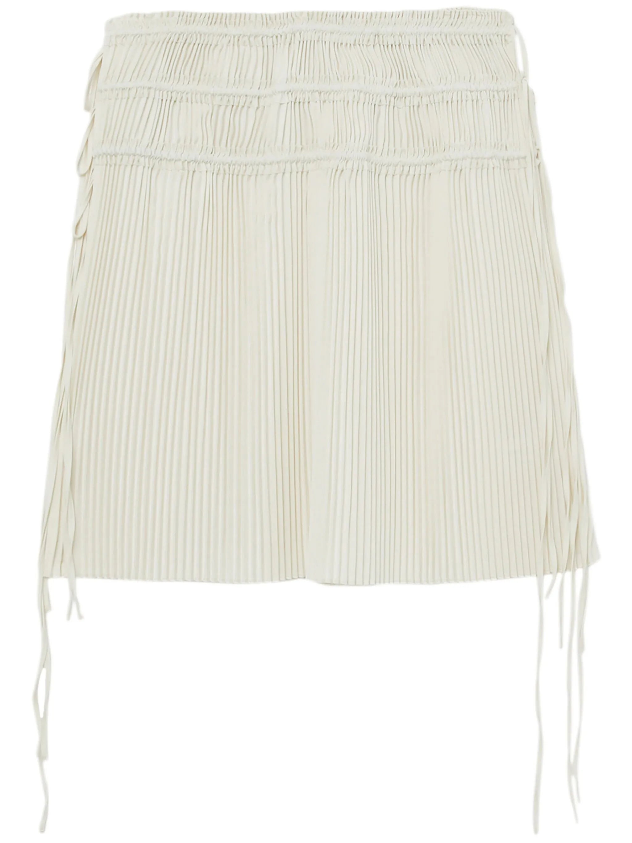 strap-detail pleated midi skirt