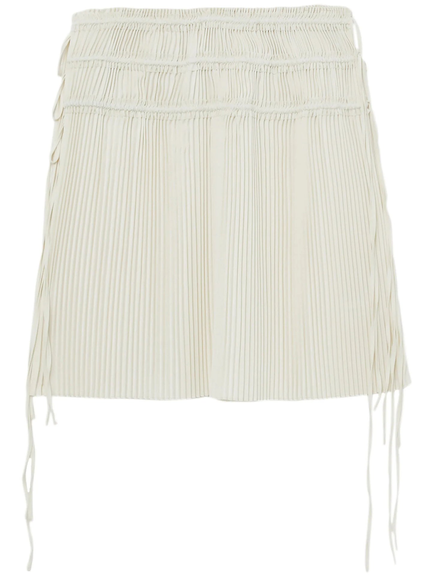 strap-detail pleated midi skirt