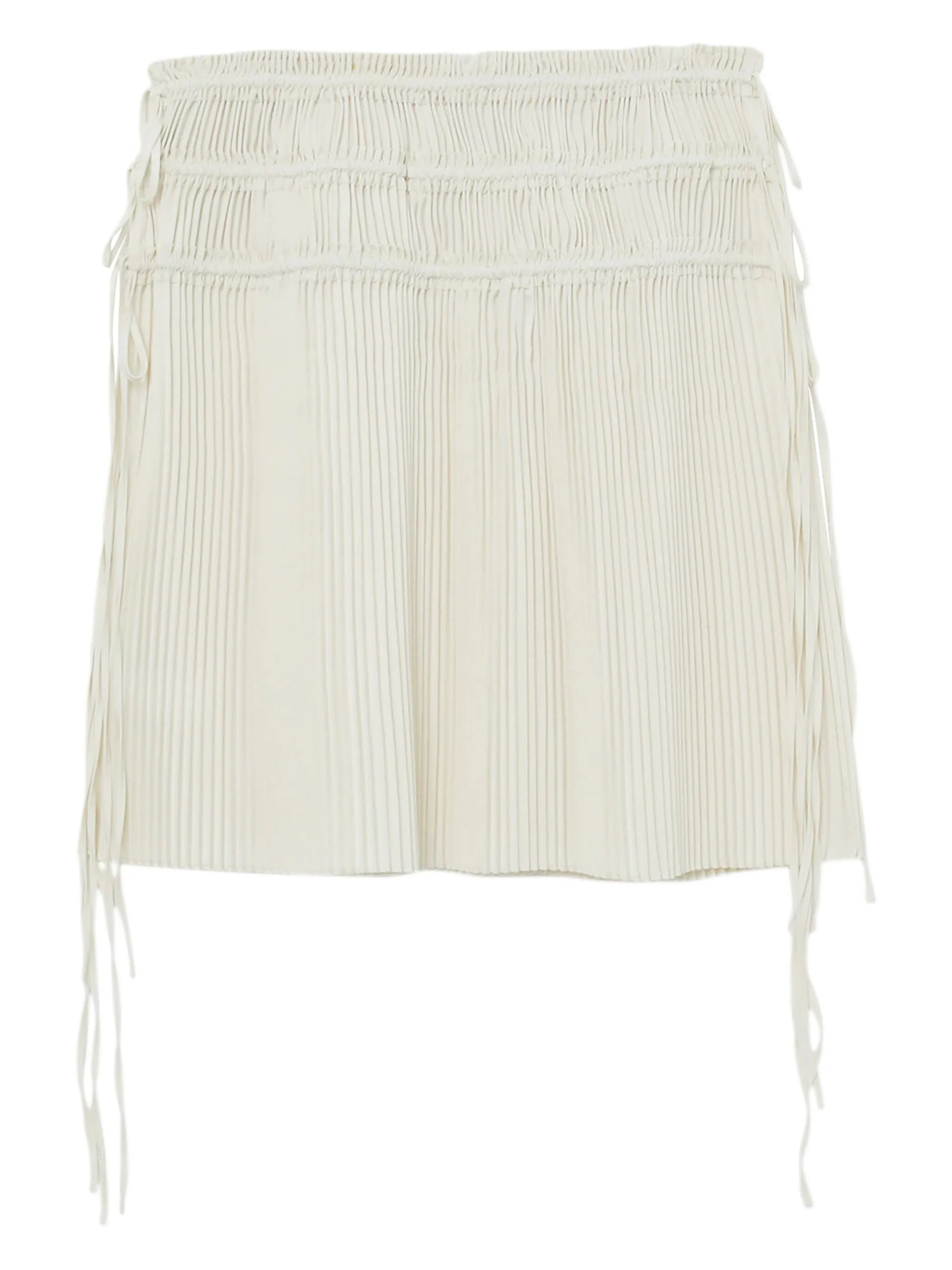 strap-detail pleated midi skirt