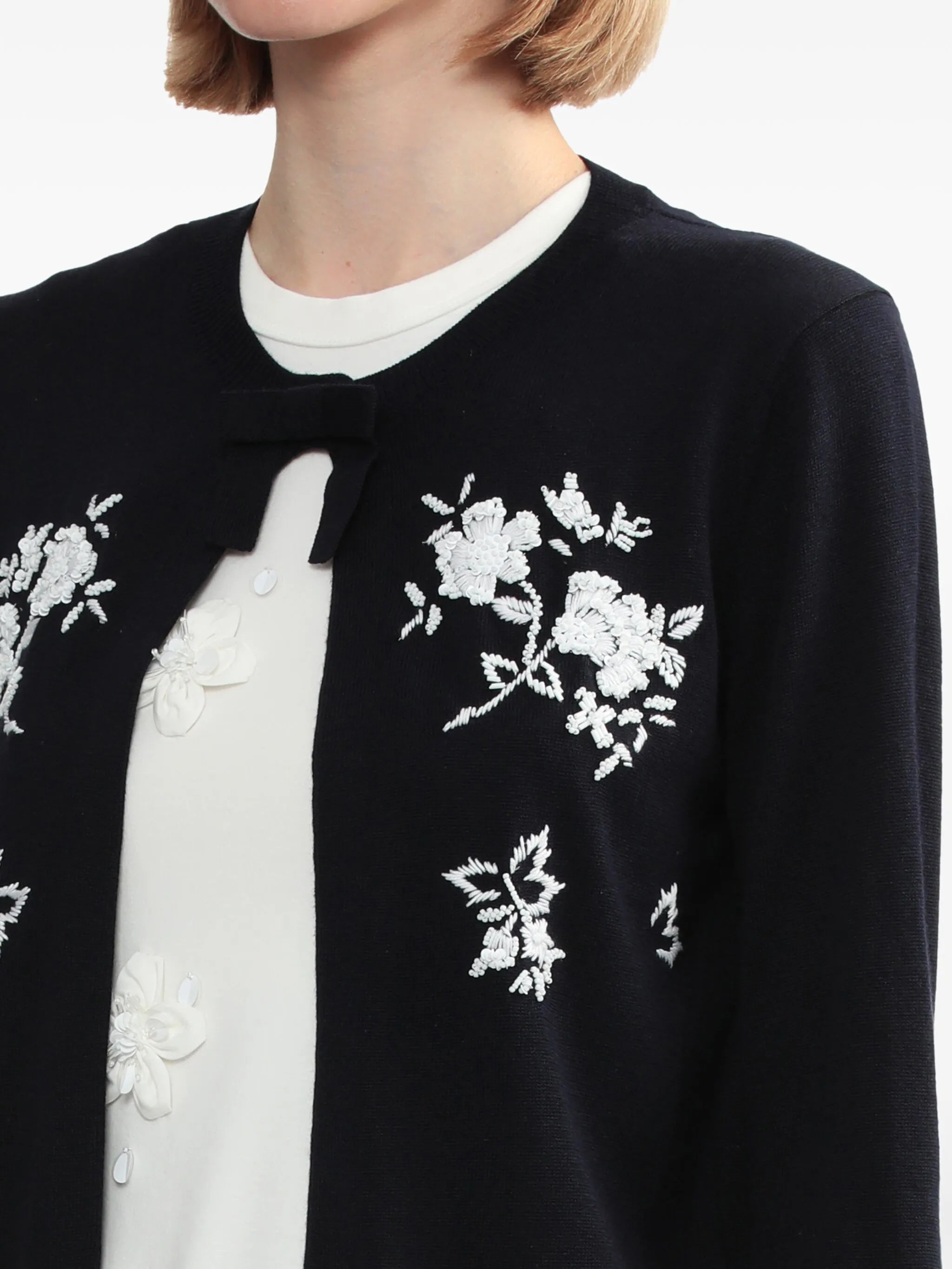 floral-embroidered silk-cashmere cardigan