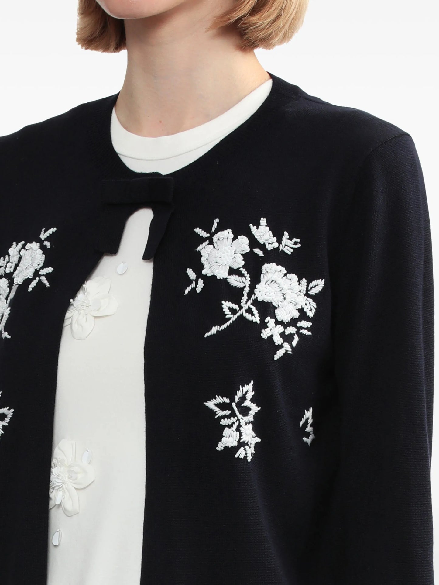 floral-embroidered silk-cashmere cardigan