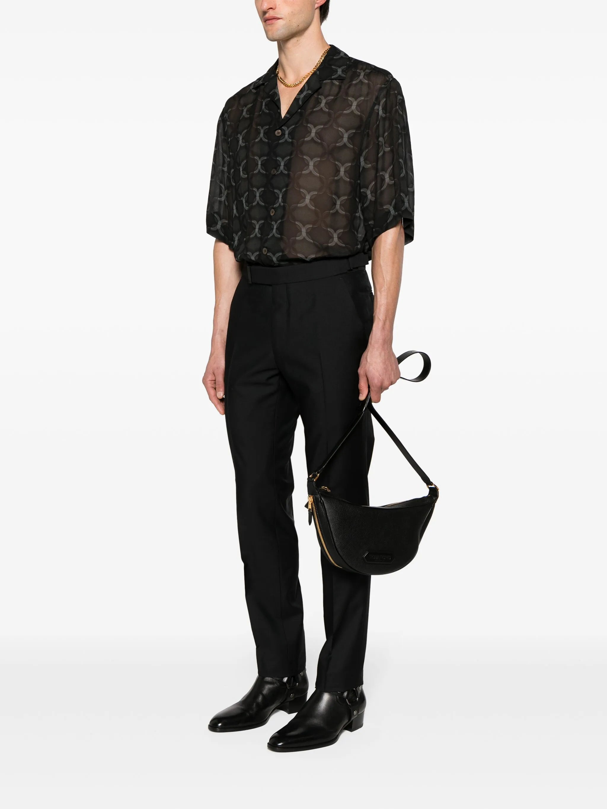 Crescent leather shoulder bag