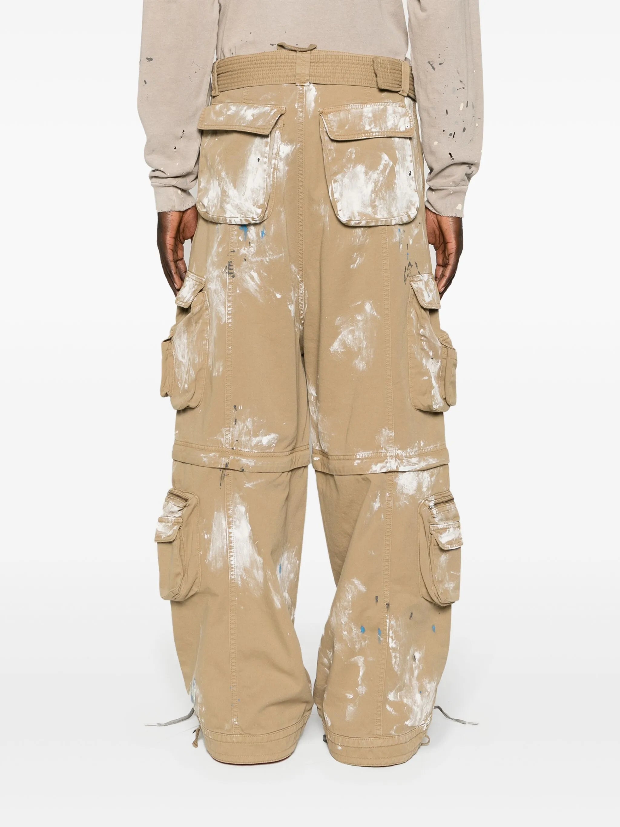 paint-splatter cargo jeans