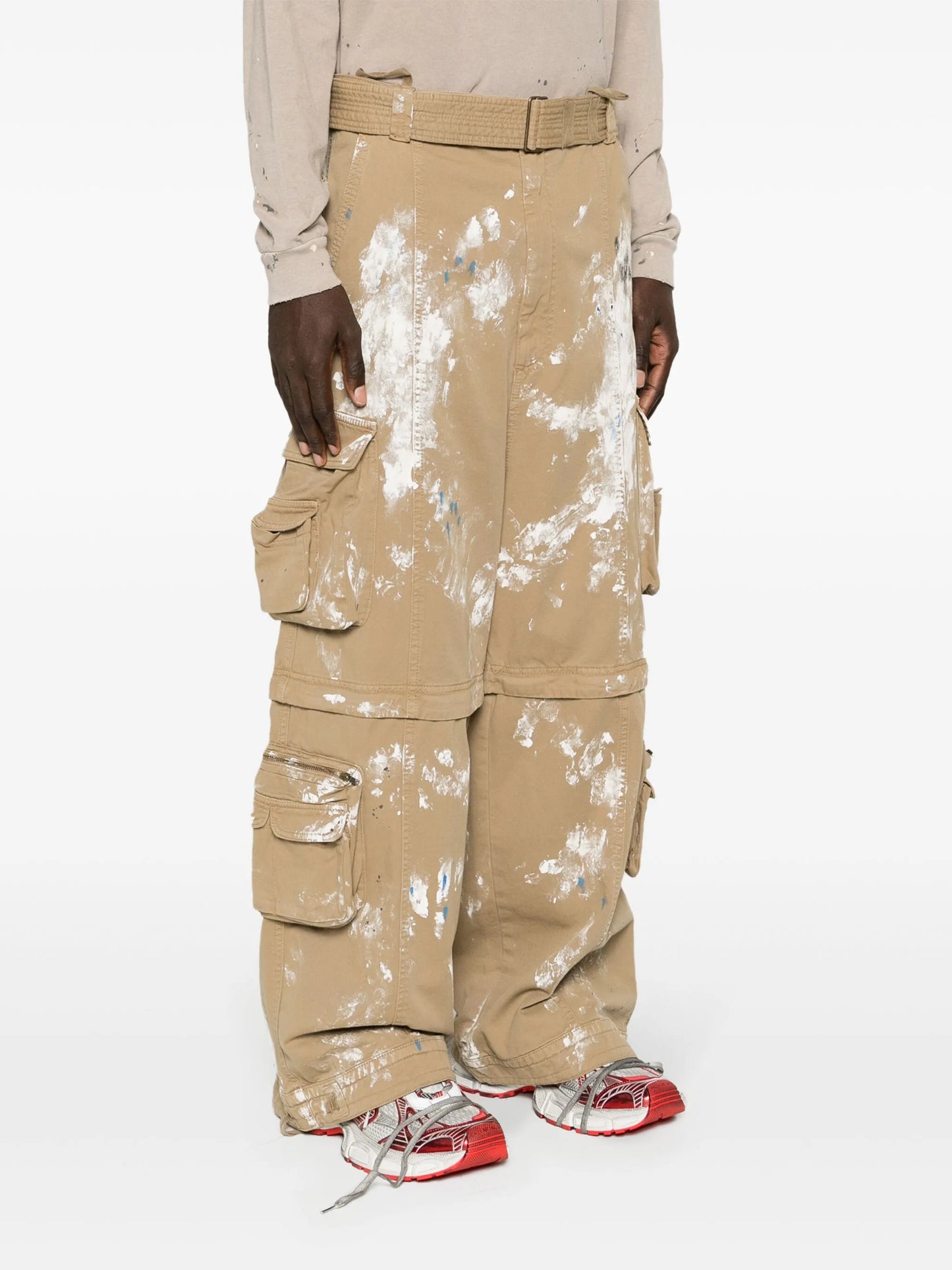 paint-splatter cargo jeans