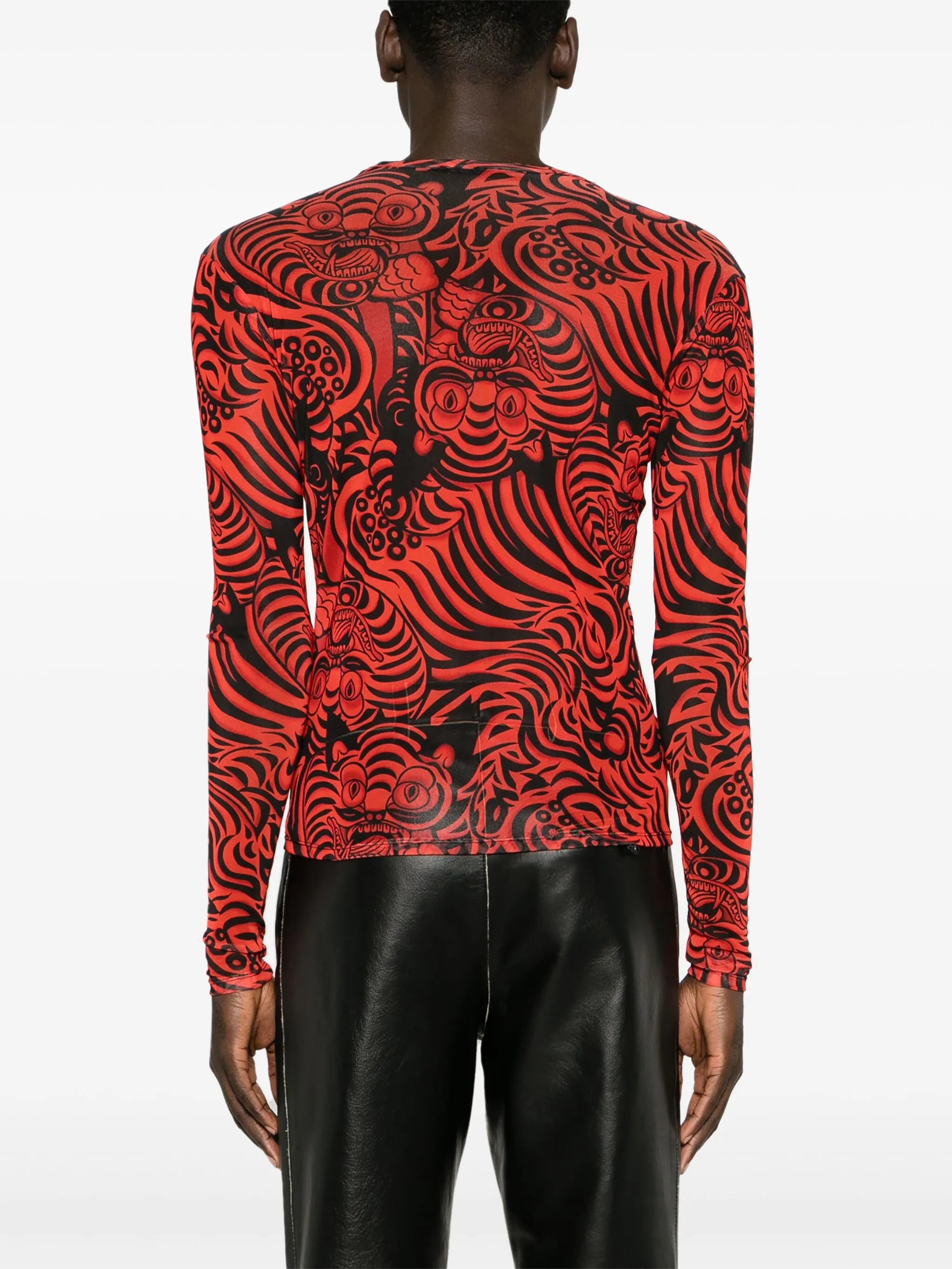 Kamikaze-print mesh T-shirt
