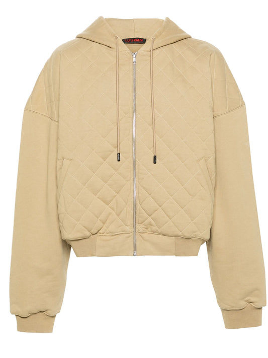 zip-up quilted hoodie