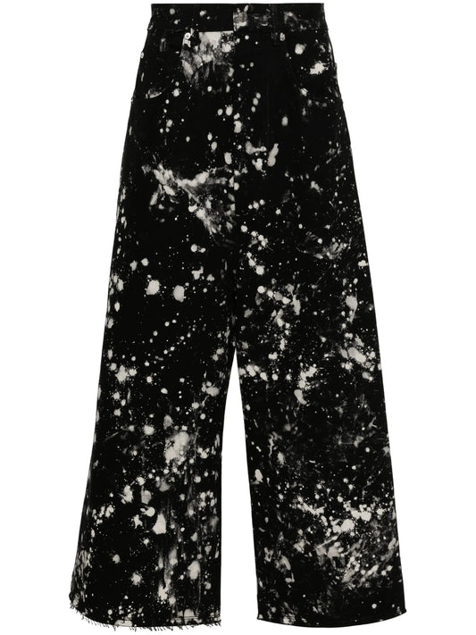 bleached-effect wide-leg jeans