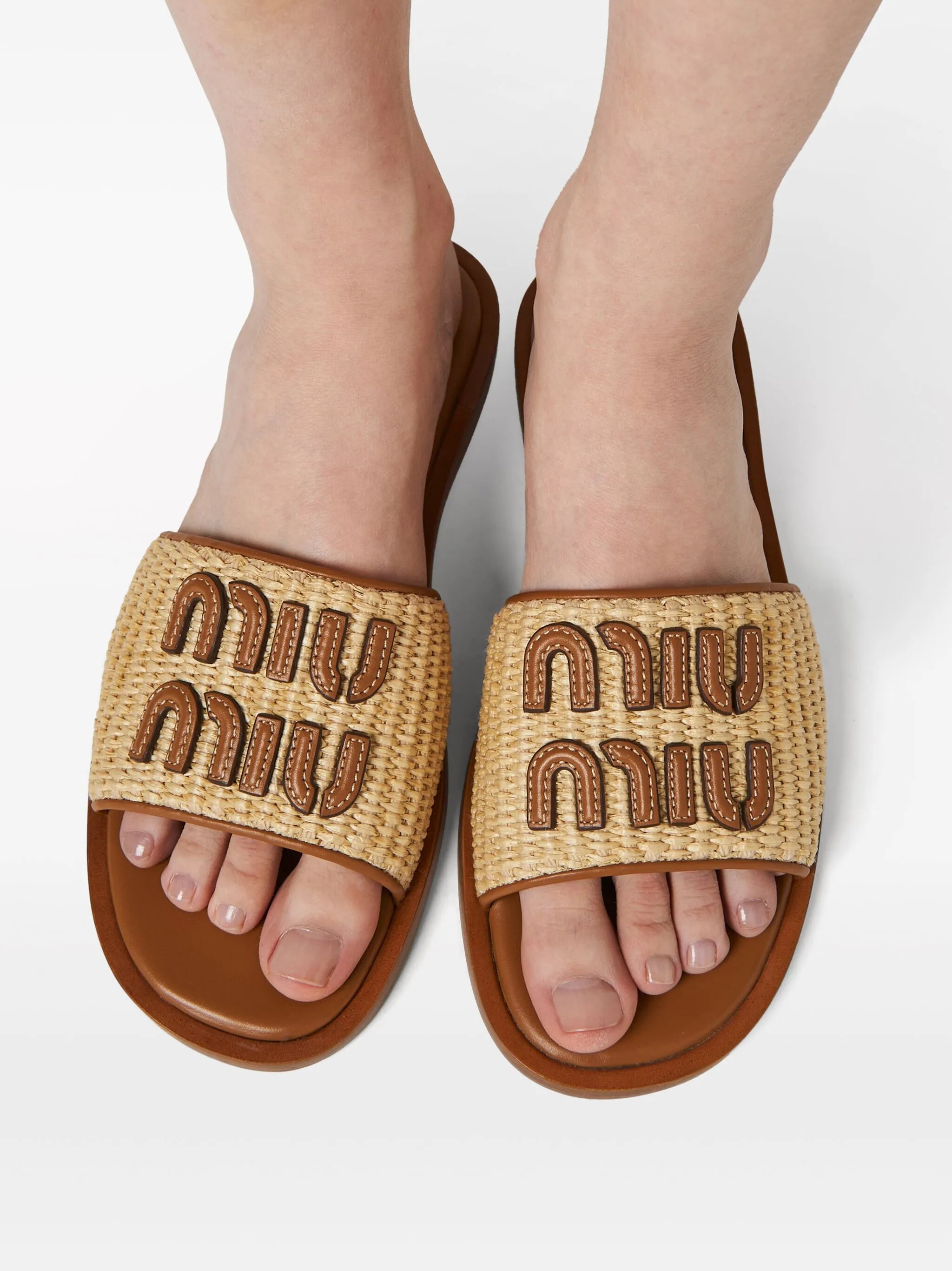 logo-patch raffia slides