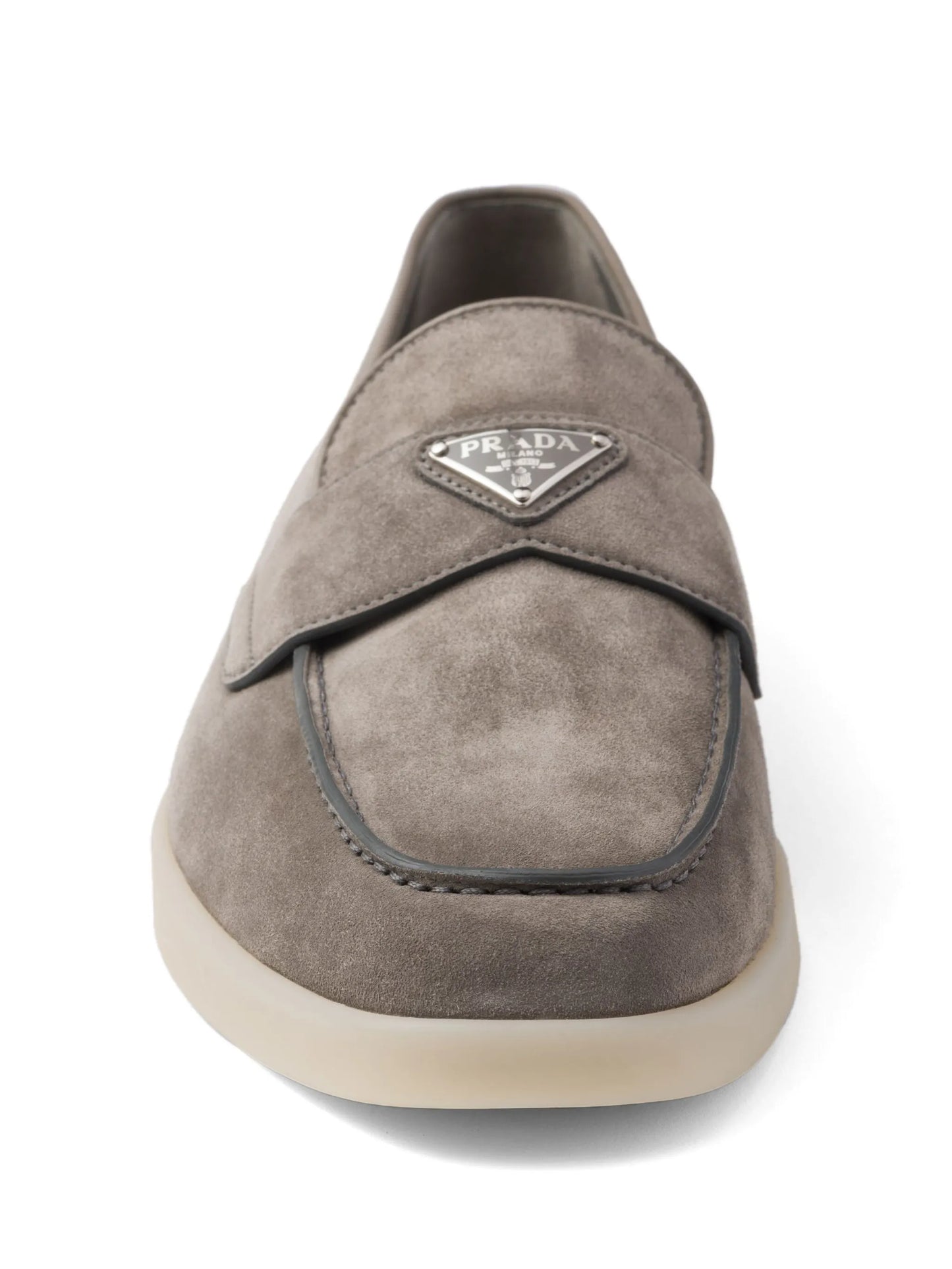 enamel-triangle-logo suede loafers