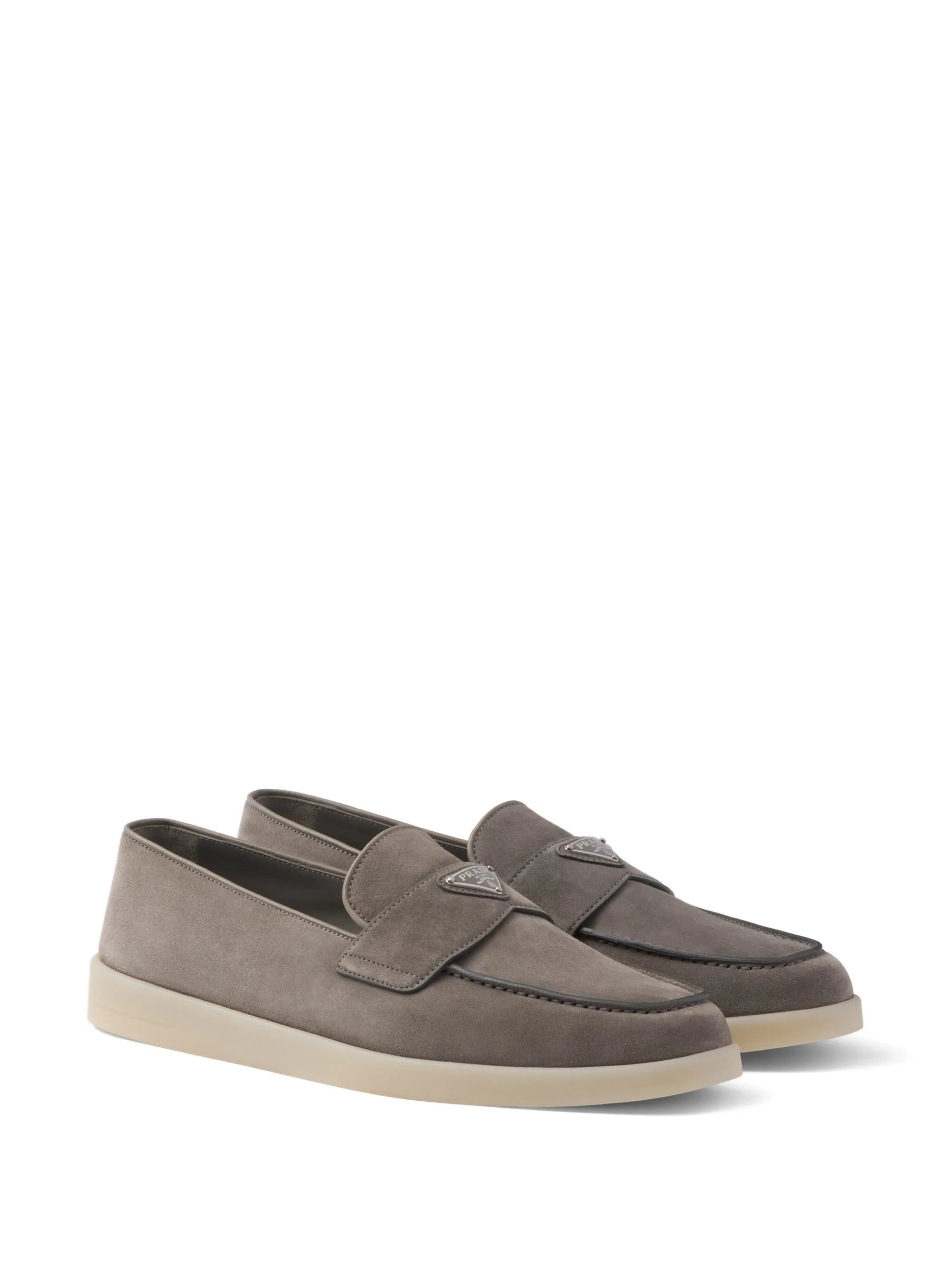 enamel-triangle-logo suede loafers