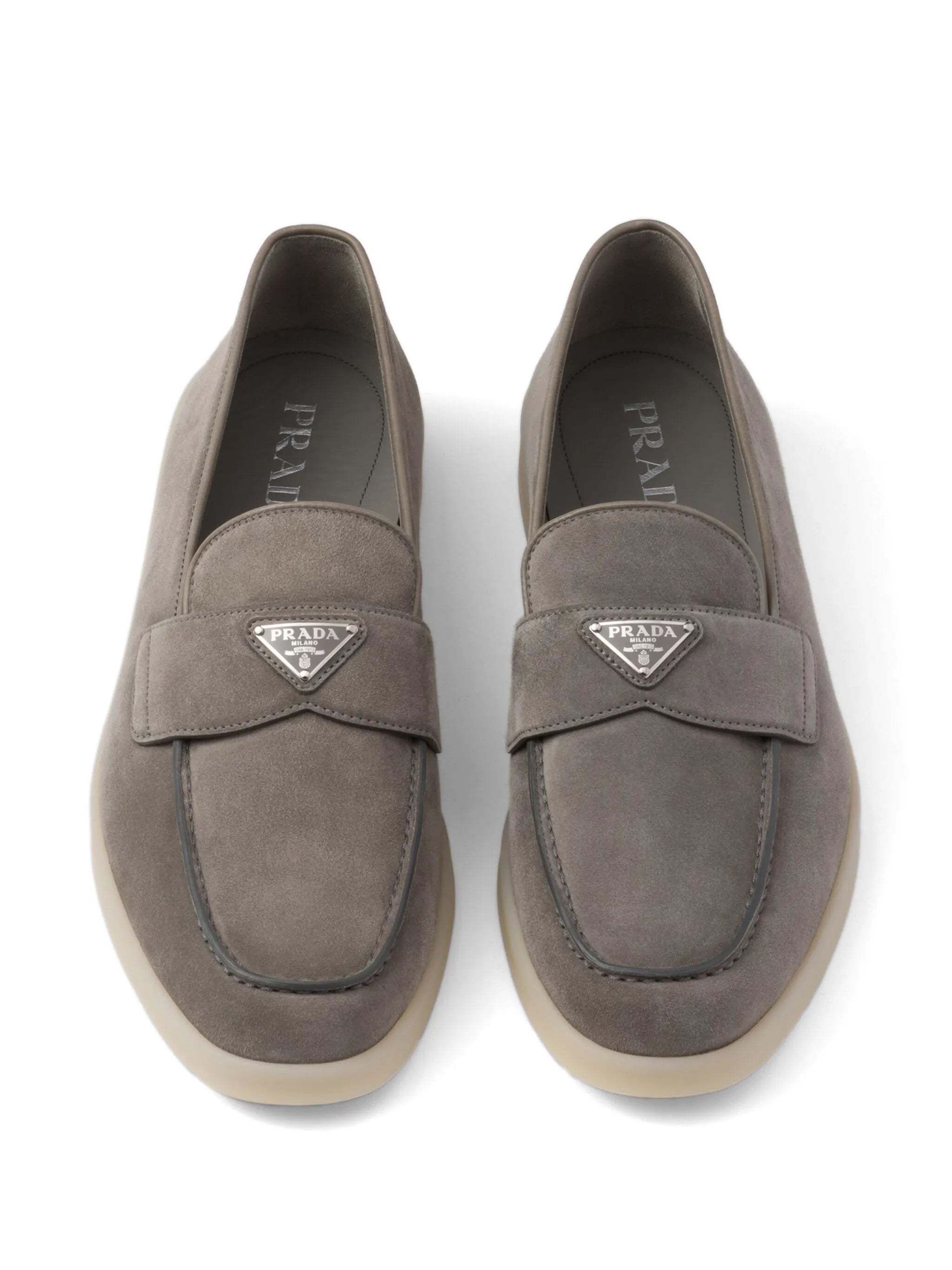 enamel-triangle-logo suede loafers