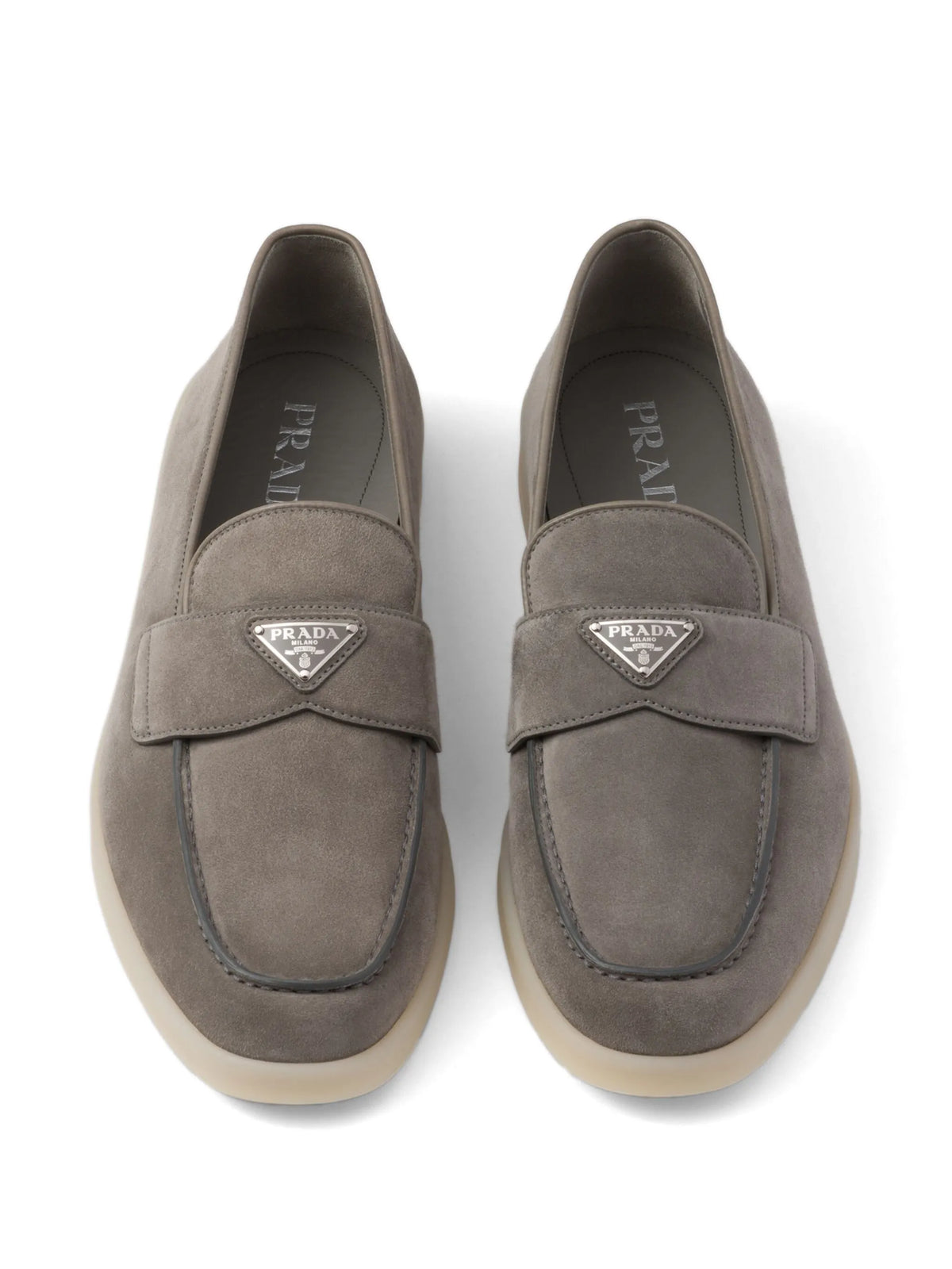 enamel-triangle-logo suede loafers