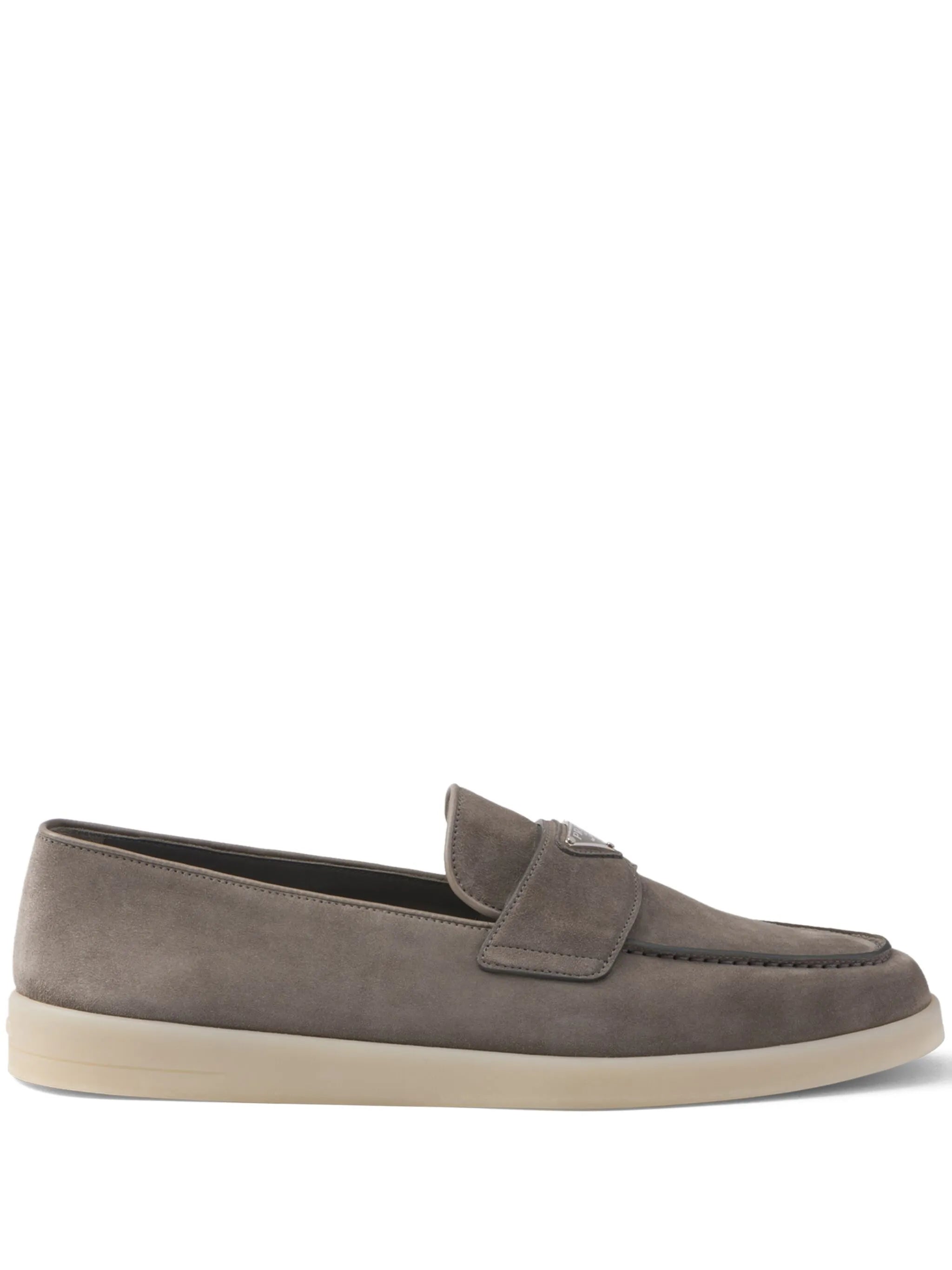 enamel-triangle-logo suede loafers